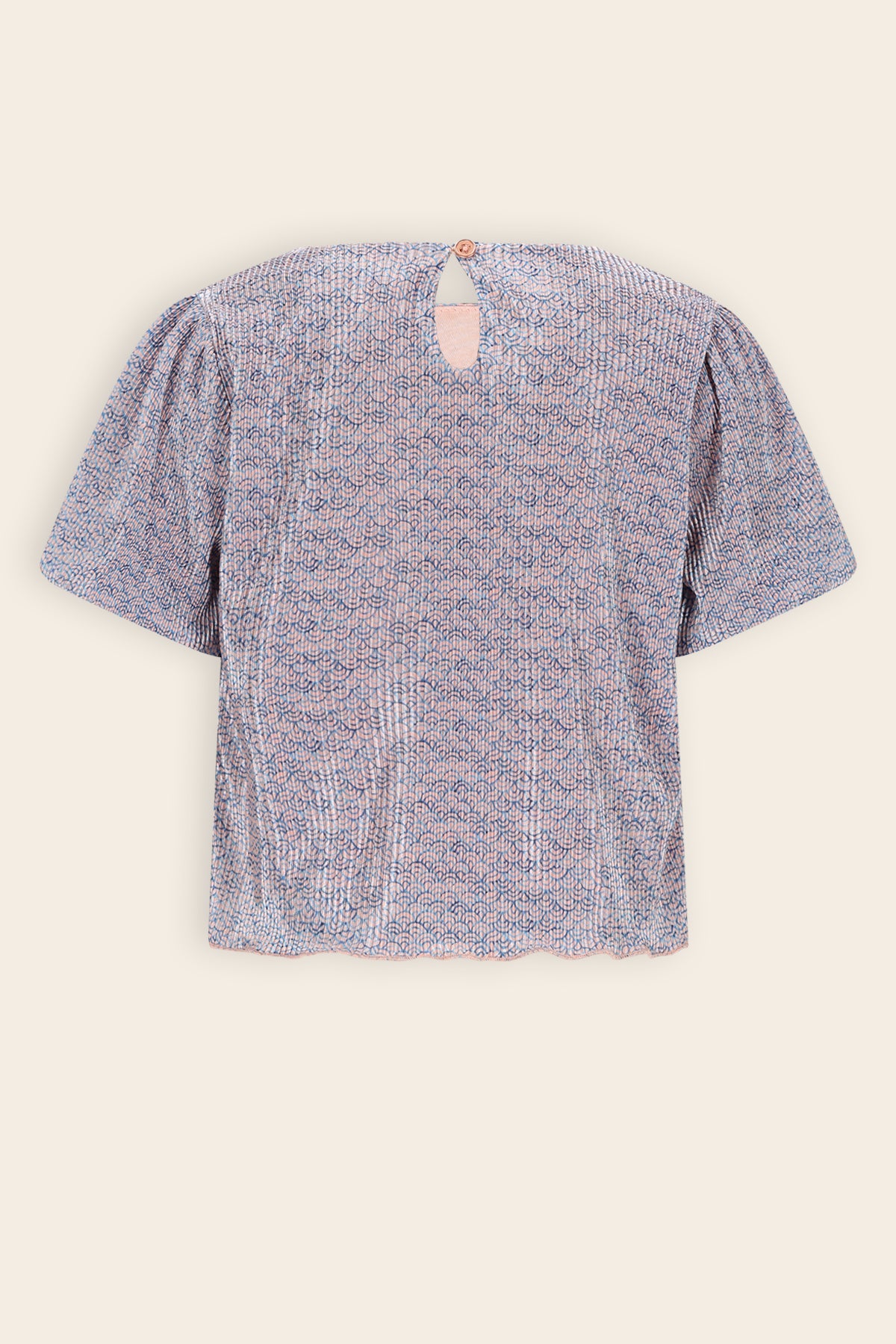 Tish Geprinte Plissee Top Blauw