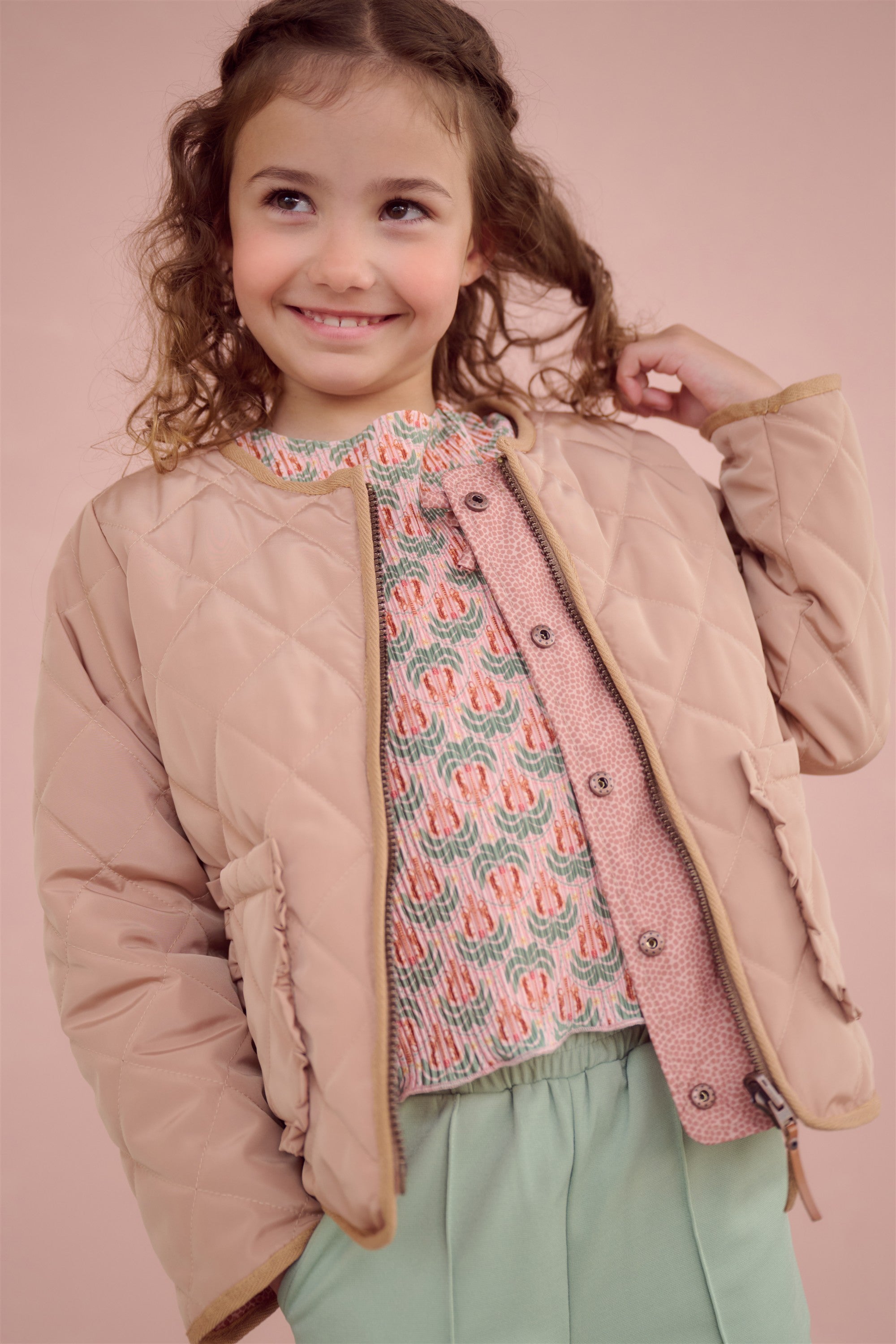 Tish Geprinte Plissee Top Groen