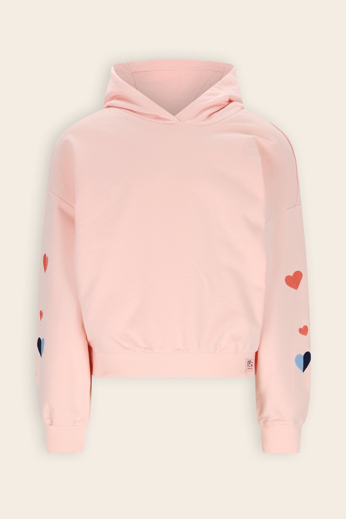 Kumy Sweater met Capuchon en hart borduursel Zacht Roze