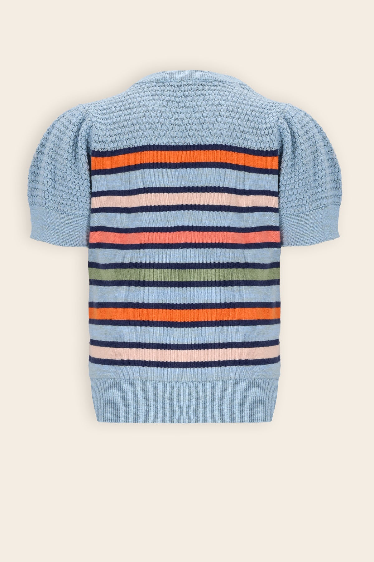 Kerala Ajour Gebreide Gestreepte Top Blauw