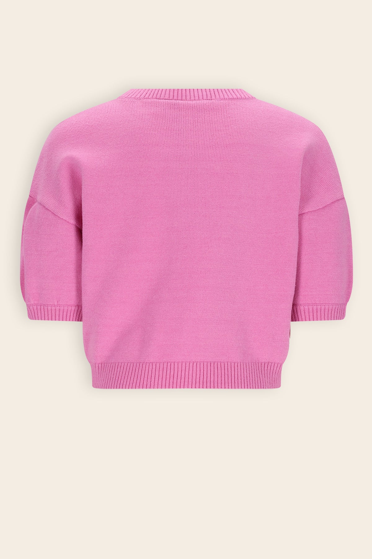 Keya Gebreide Top met Intarsia Hartjes Roze