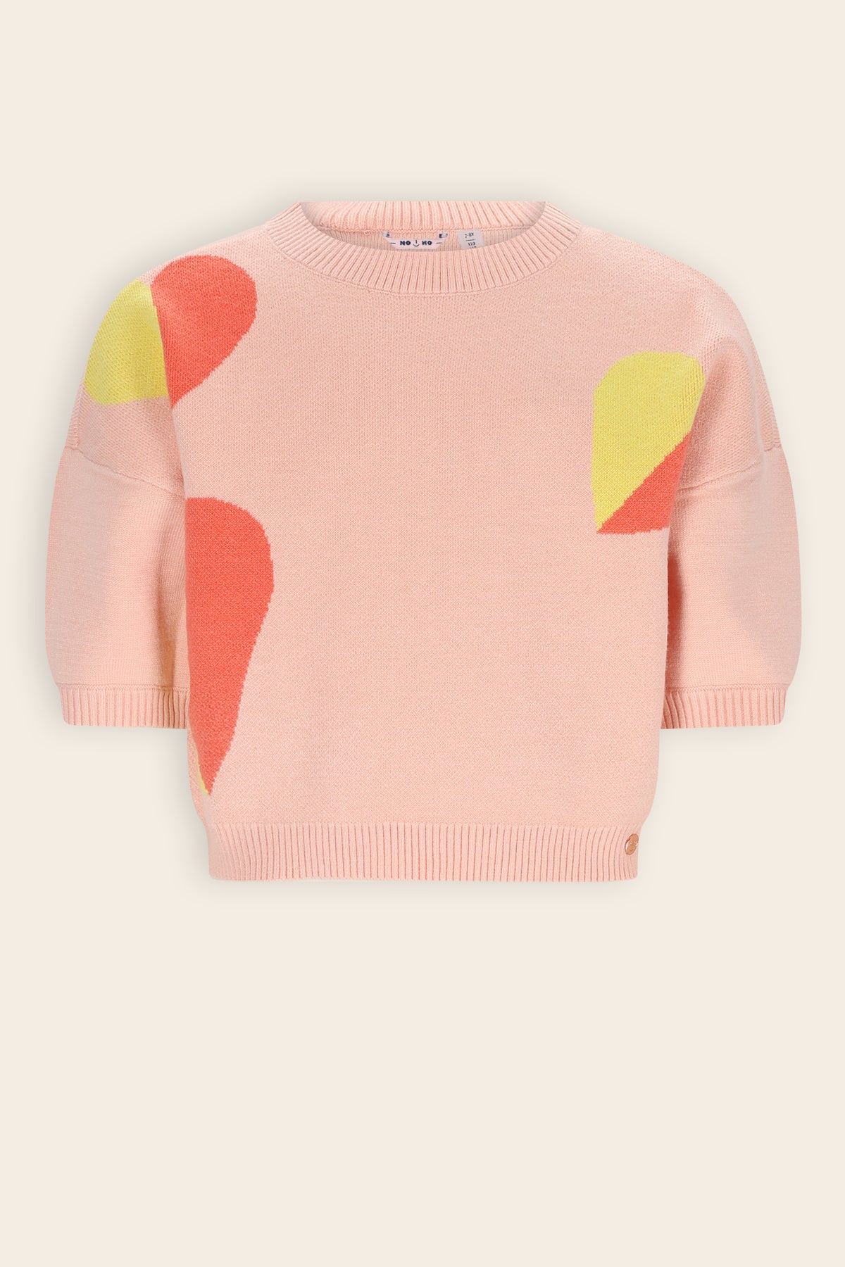 Keya Gebreide Top met Intarsia Hartjes Zacht Roze