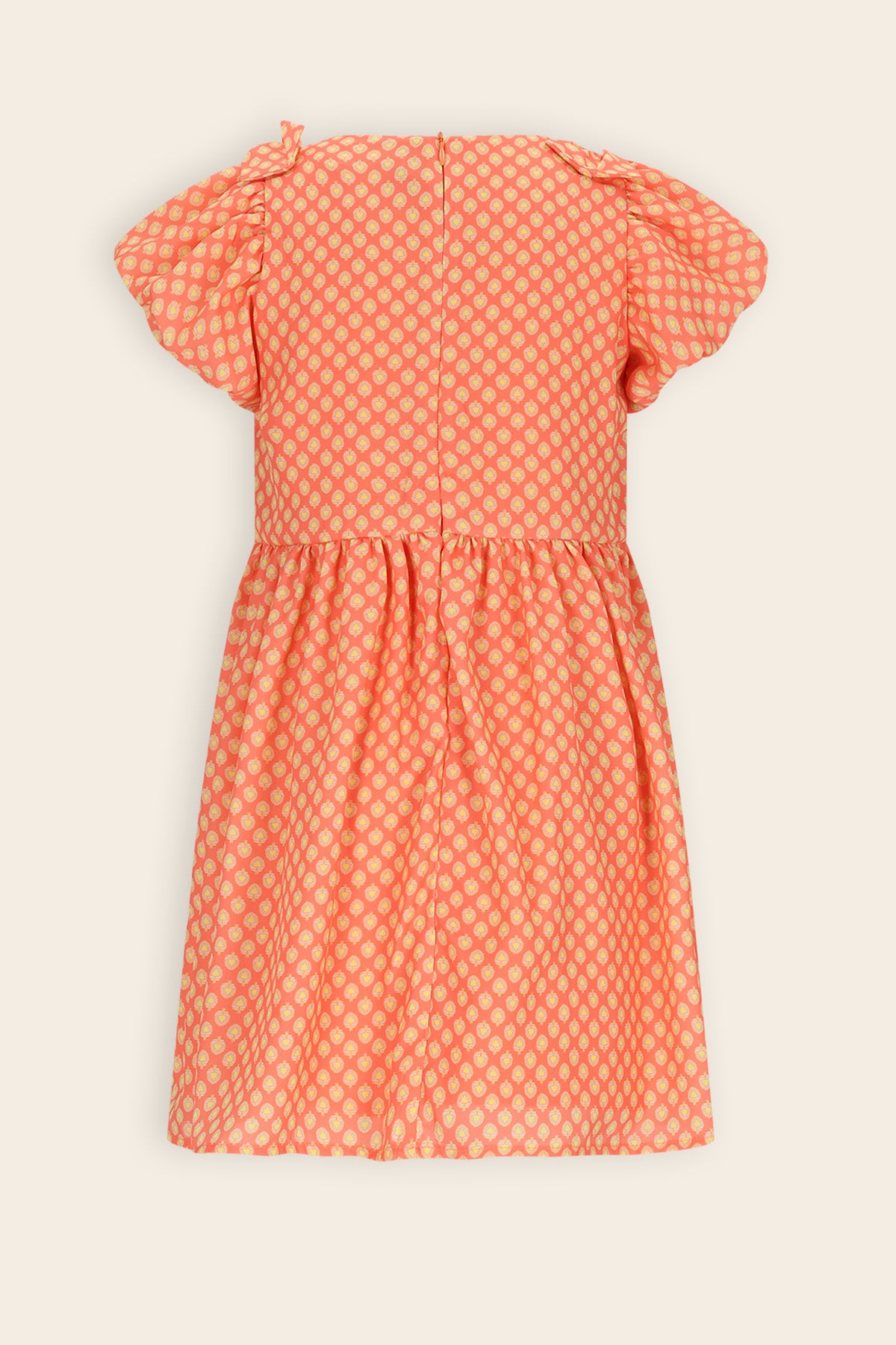 Milly Geprinte Jurk met strik details Koraal Oranje