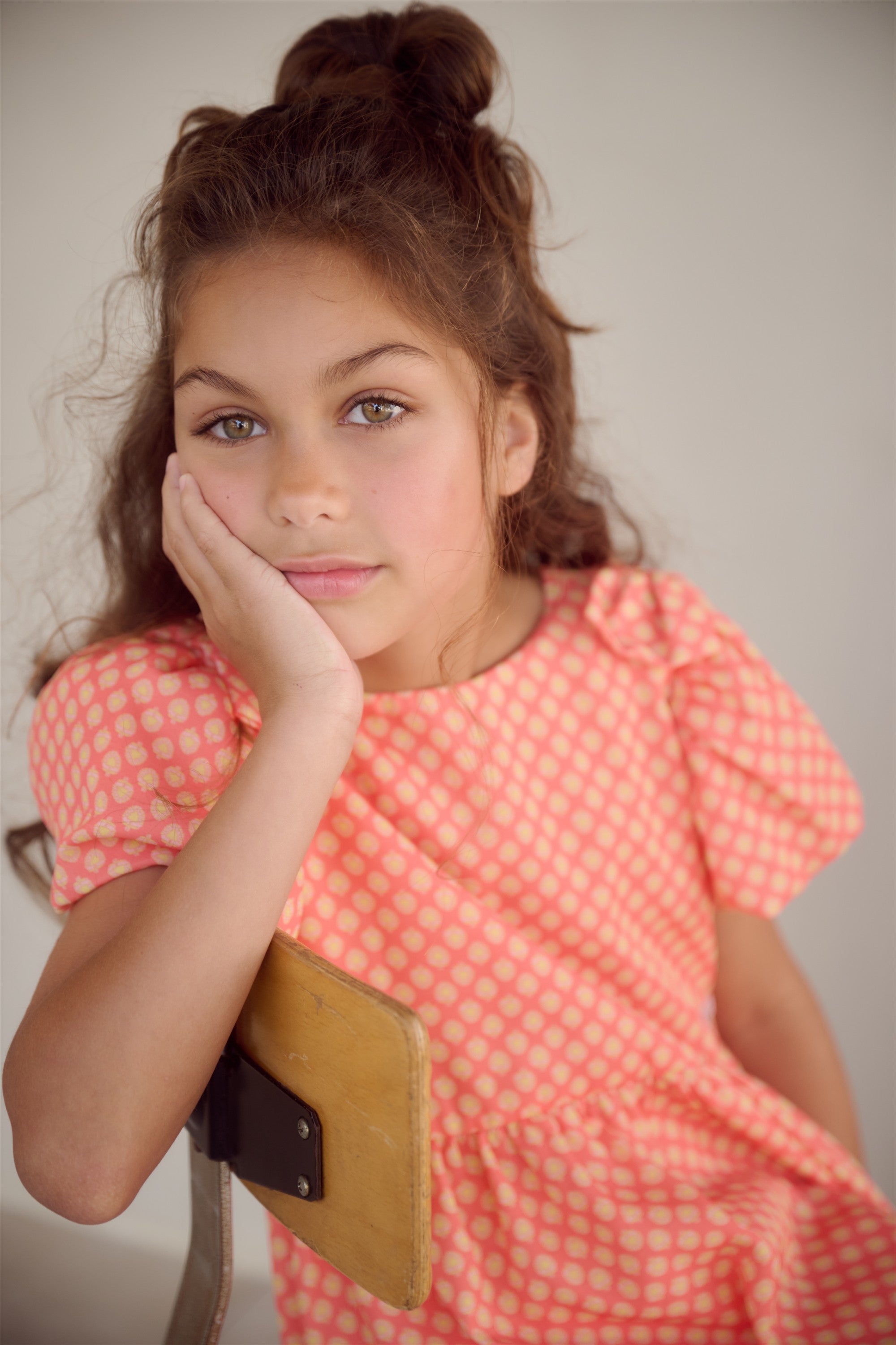 Milly Geprinte Jurk met strik details Koraal Oranje