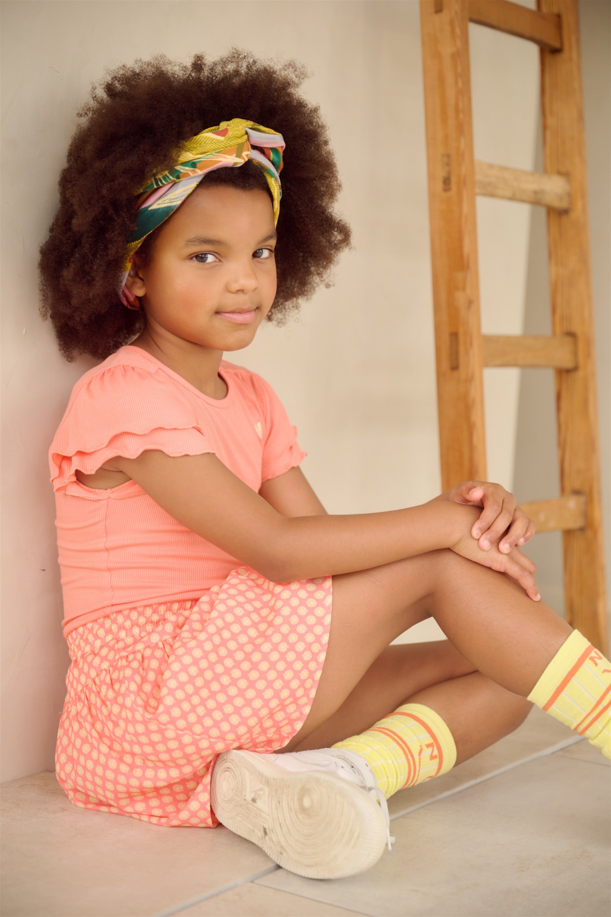 Knees Lange Smiley Sok Geel