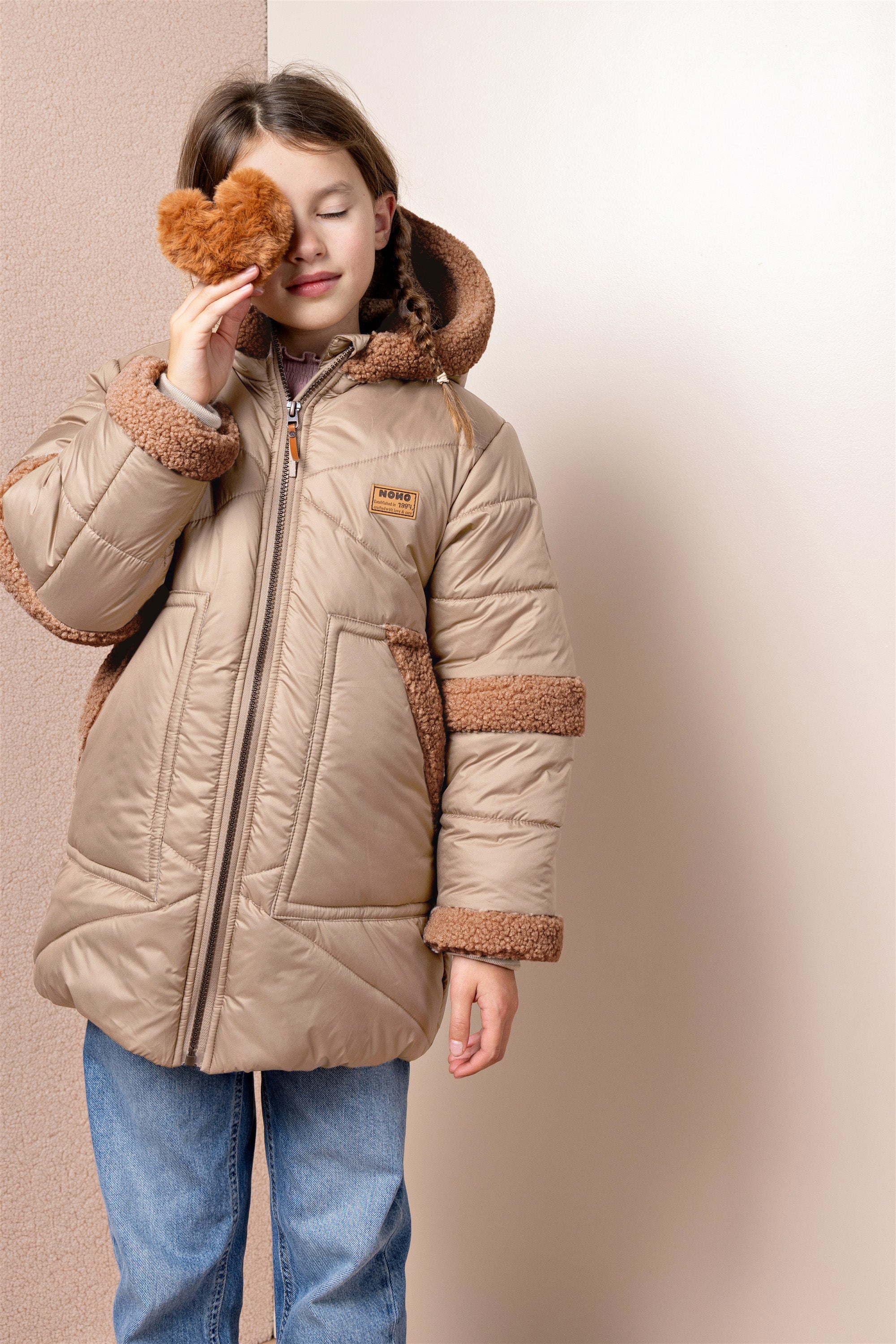 Betty Halflange Winterjas Lichtbruin