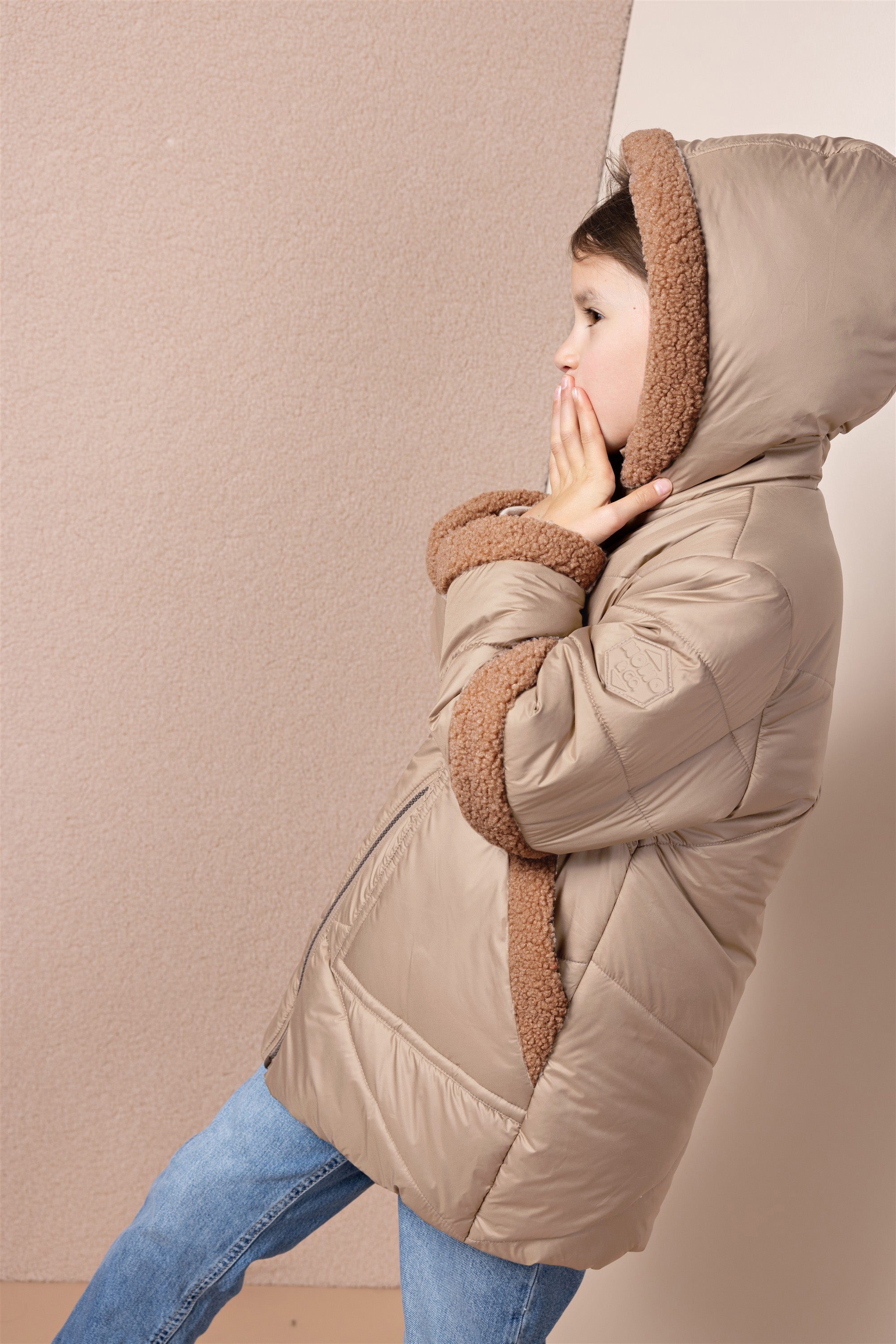Betty Halflange Winterjas Lichtbruin