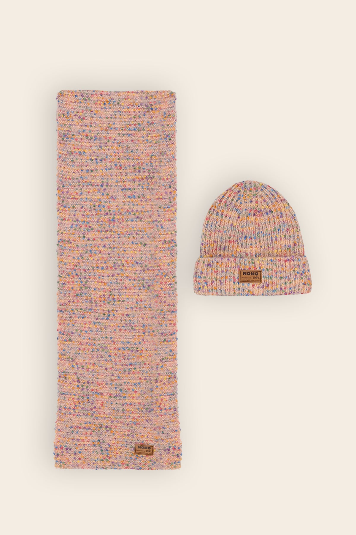 Rana Gebreide Set: Sjaal en Muts Roze