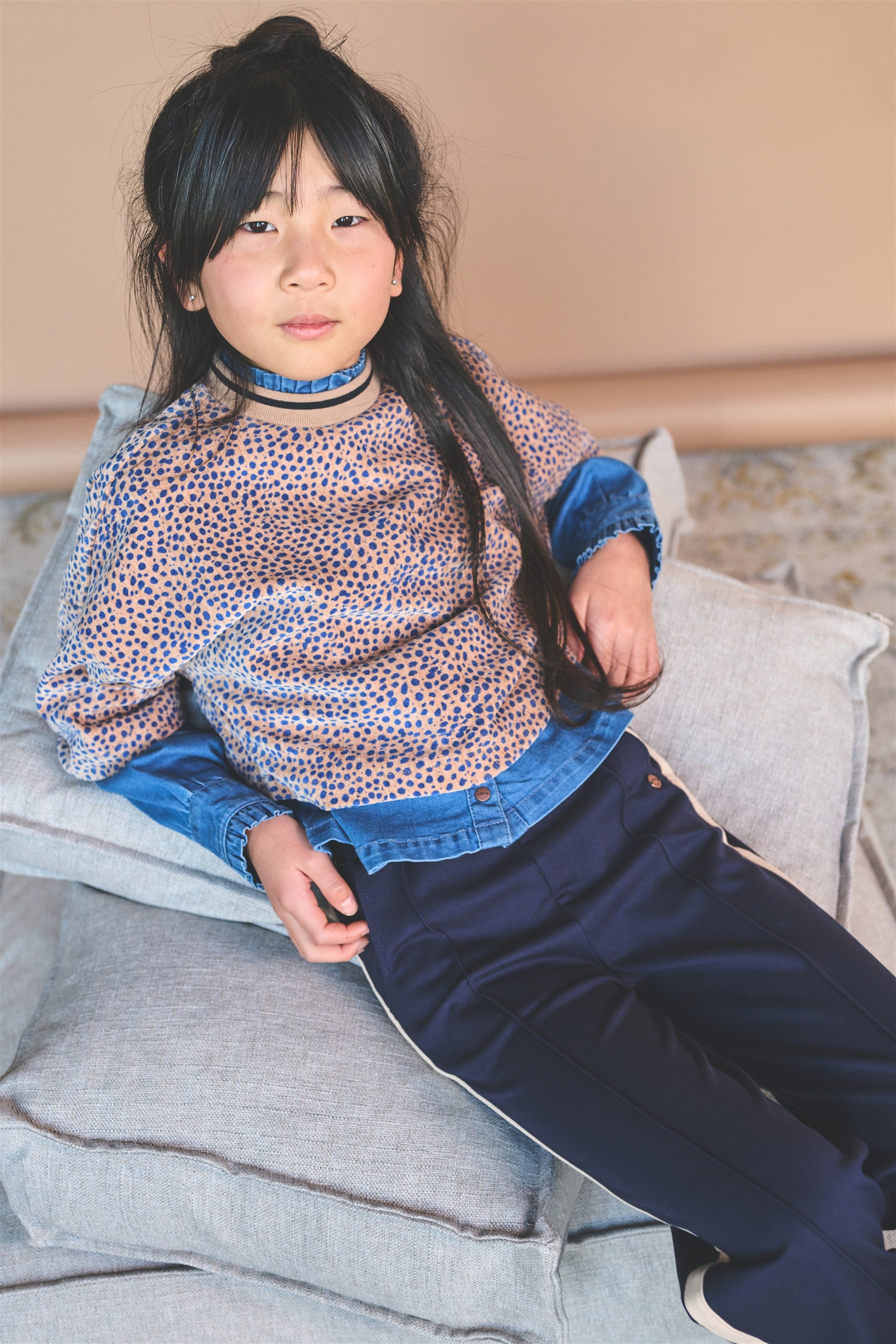 Kaily Printed Velvet Top Brown