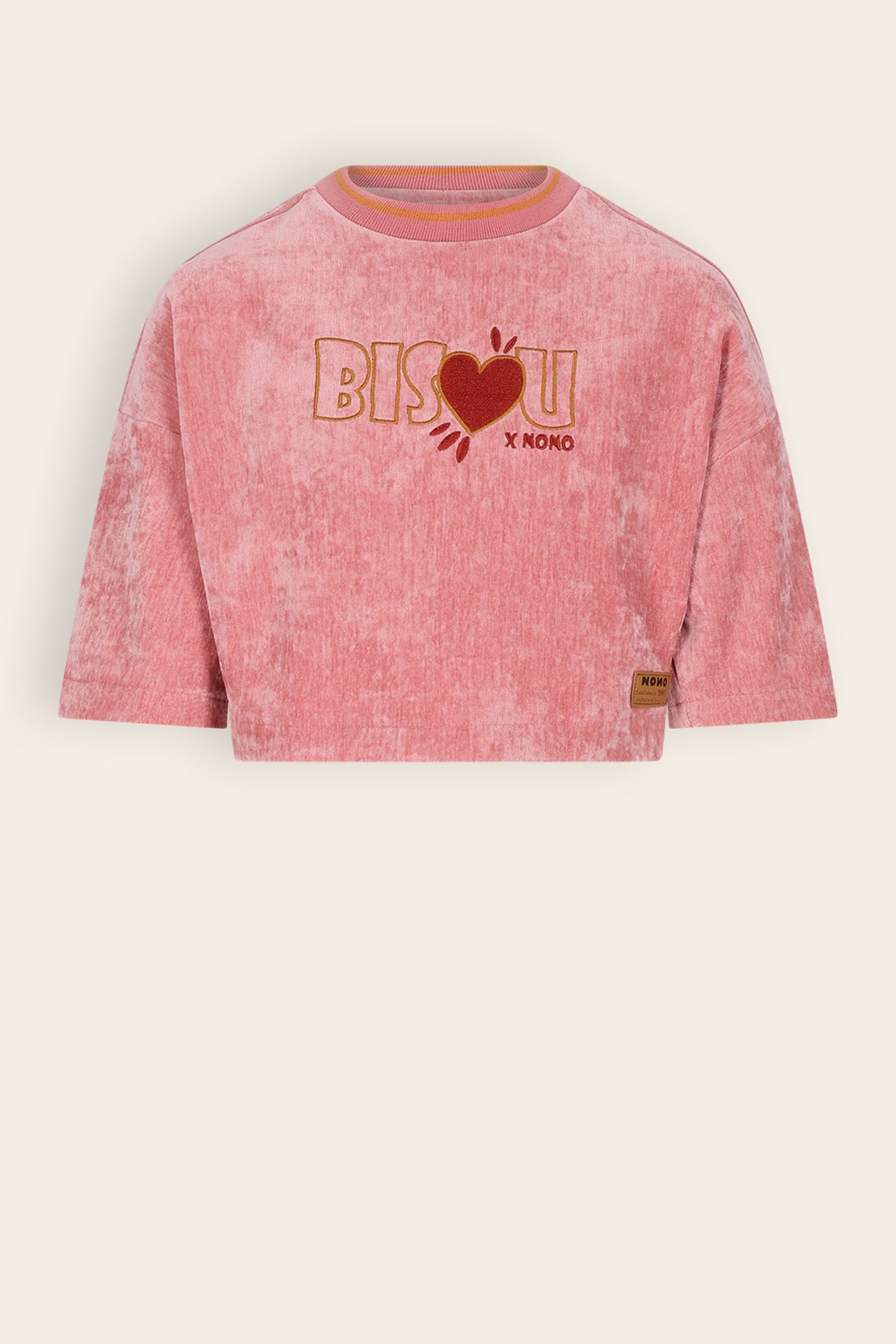 Kaily Velvet Top met Borduur Roze