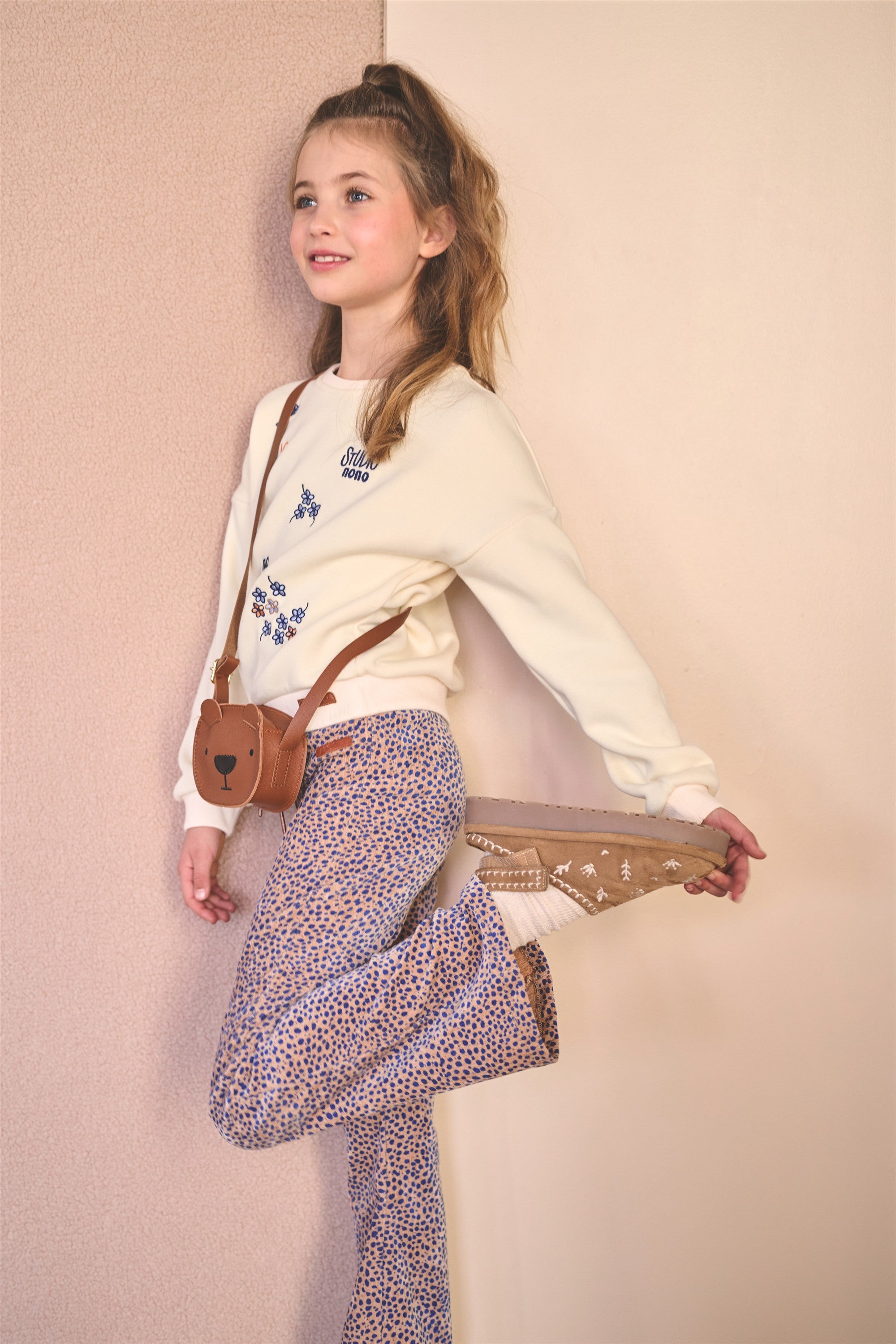 Sady Flared Velvet Printed Trousers Brown