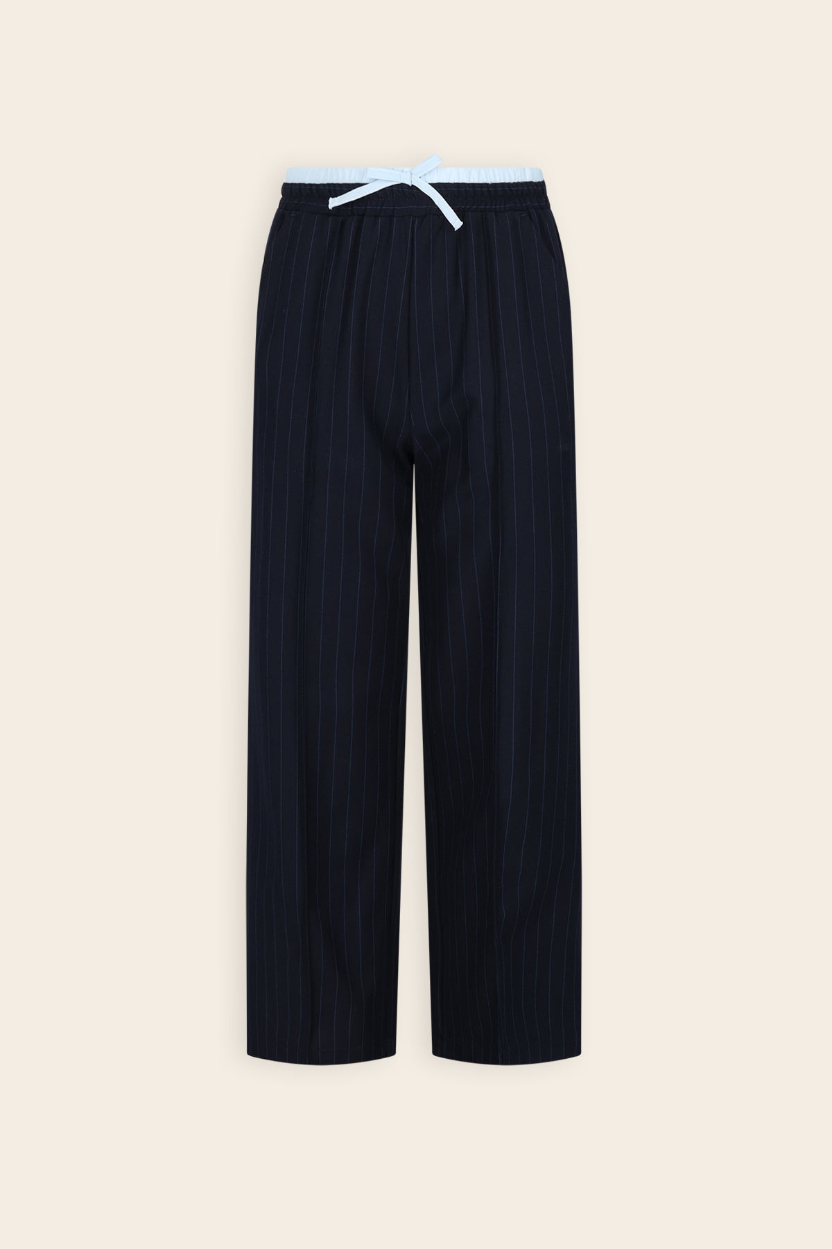 Sarah Gestreepte Wijde Broek Donkerblauw