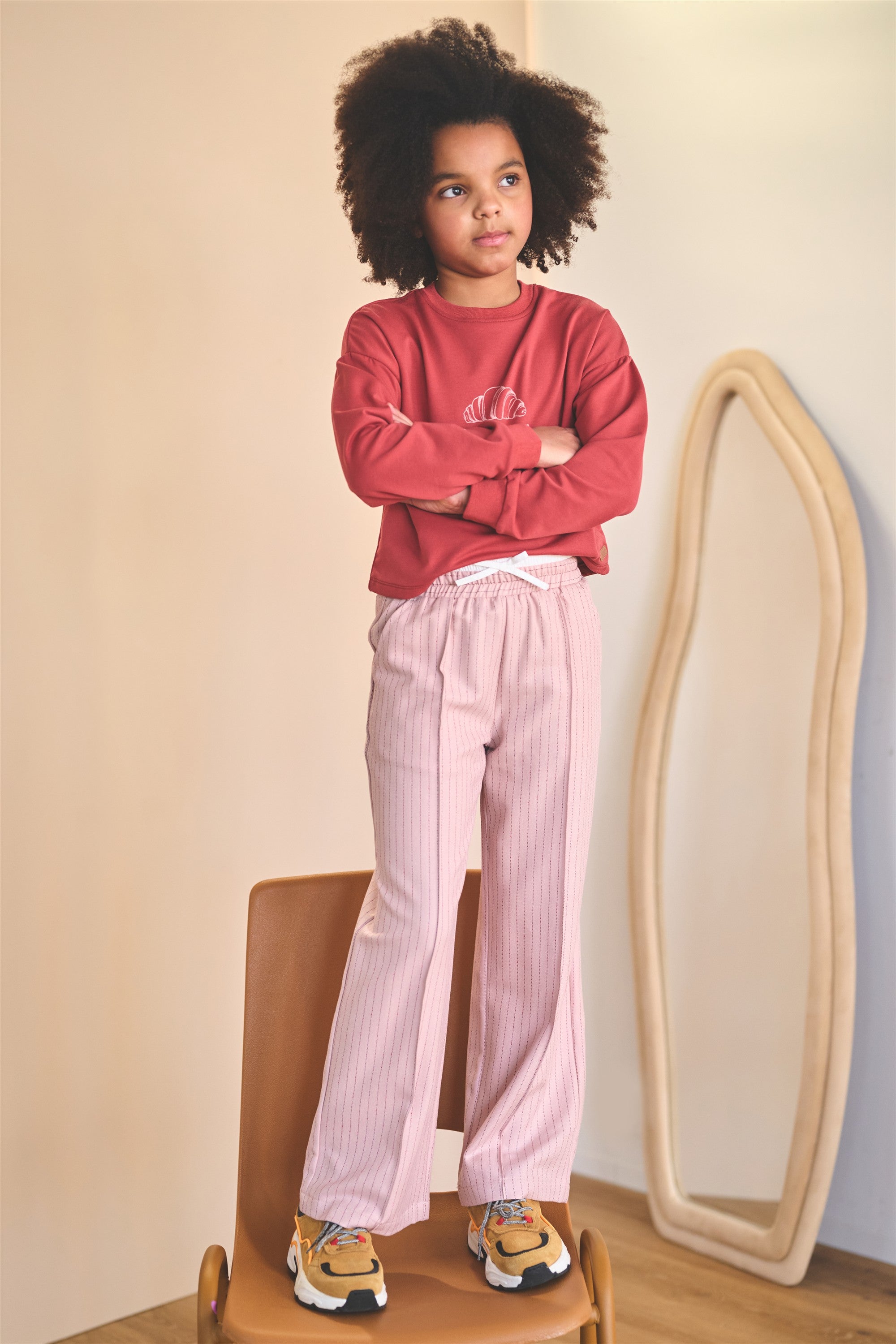 Sarah Gestreepte Wijde Broek Roze
