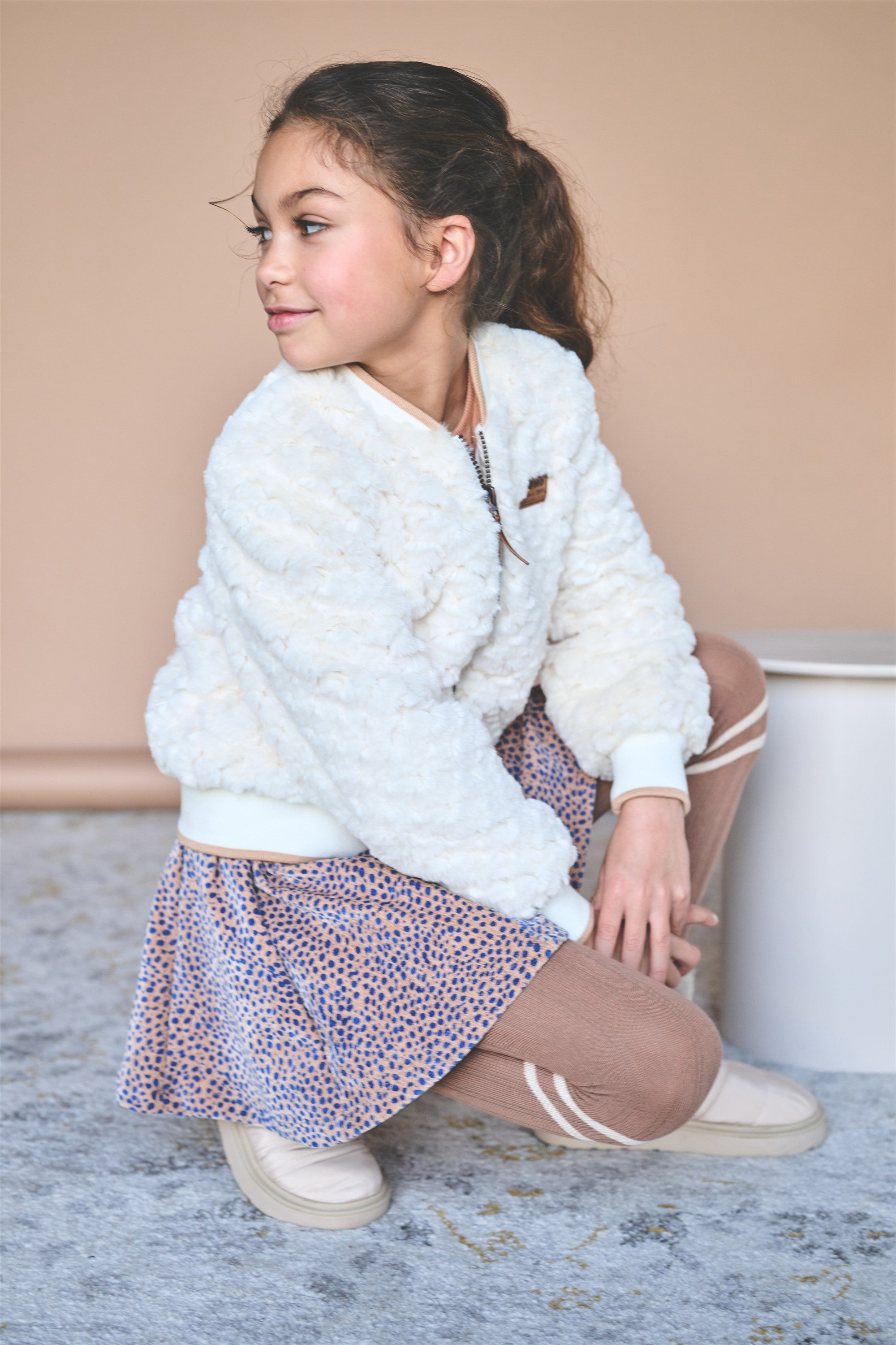 Nacey Velvet Printed A-line Skirt Brown
