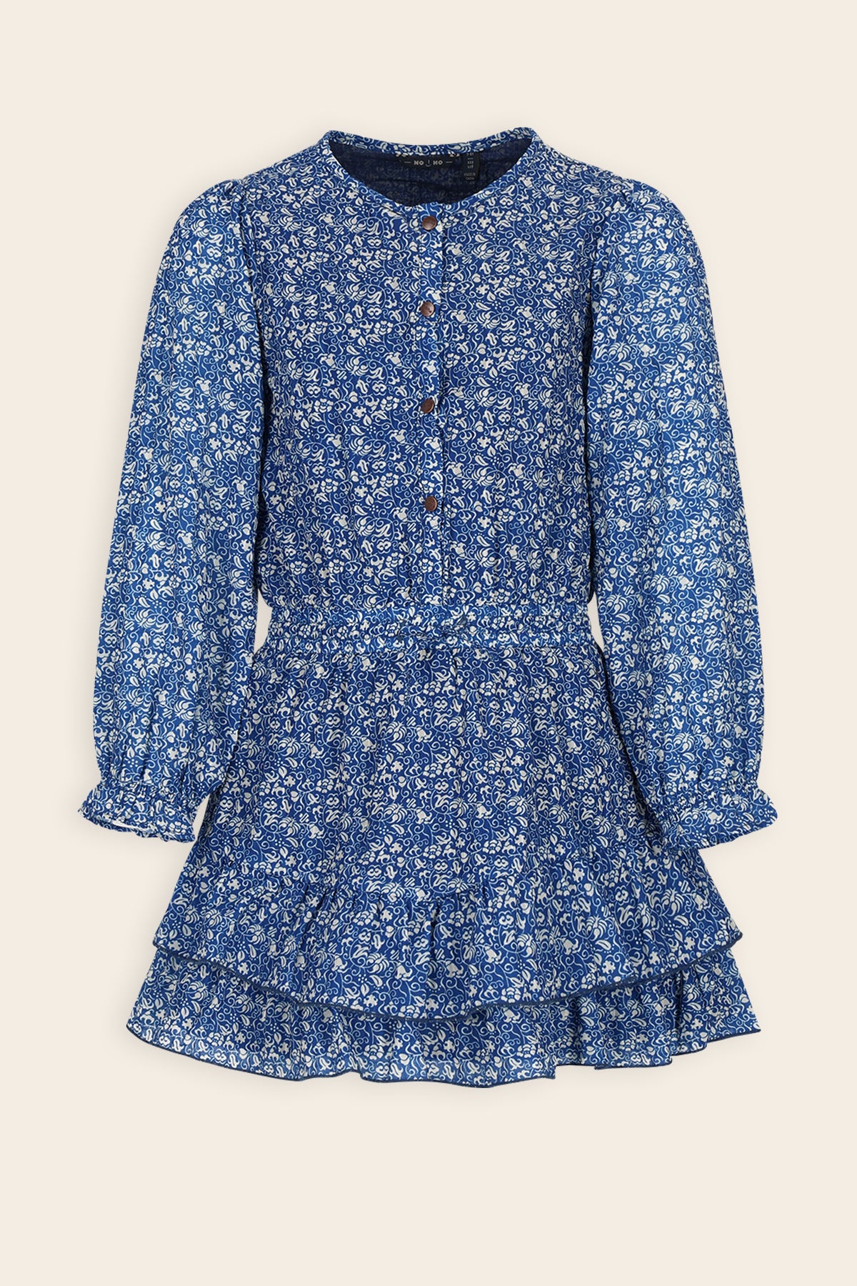 Miggy Geprinte Japanse Bloemen Jurk Blauw
