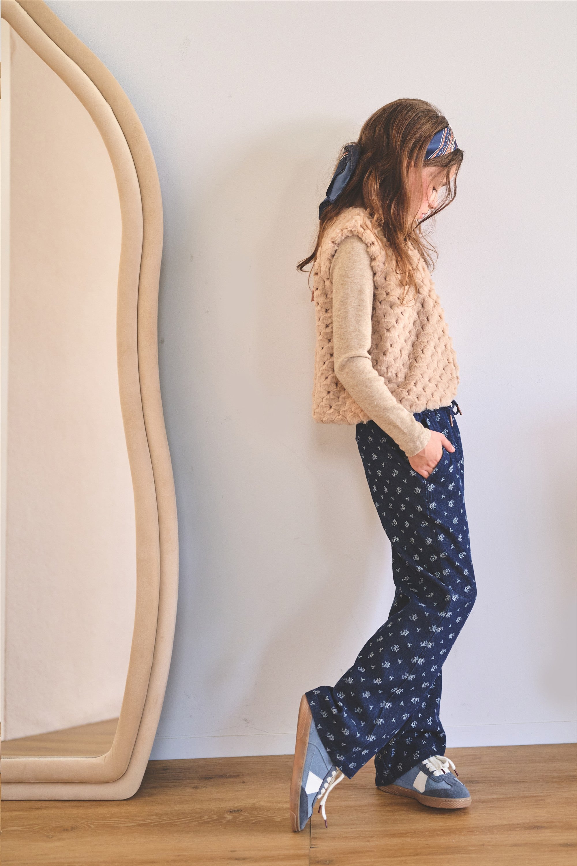 Sue Jacquard Denim Wide Leg Trousers Blue