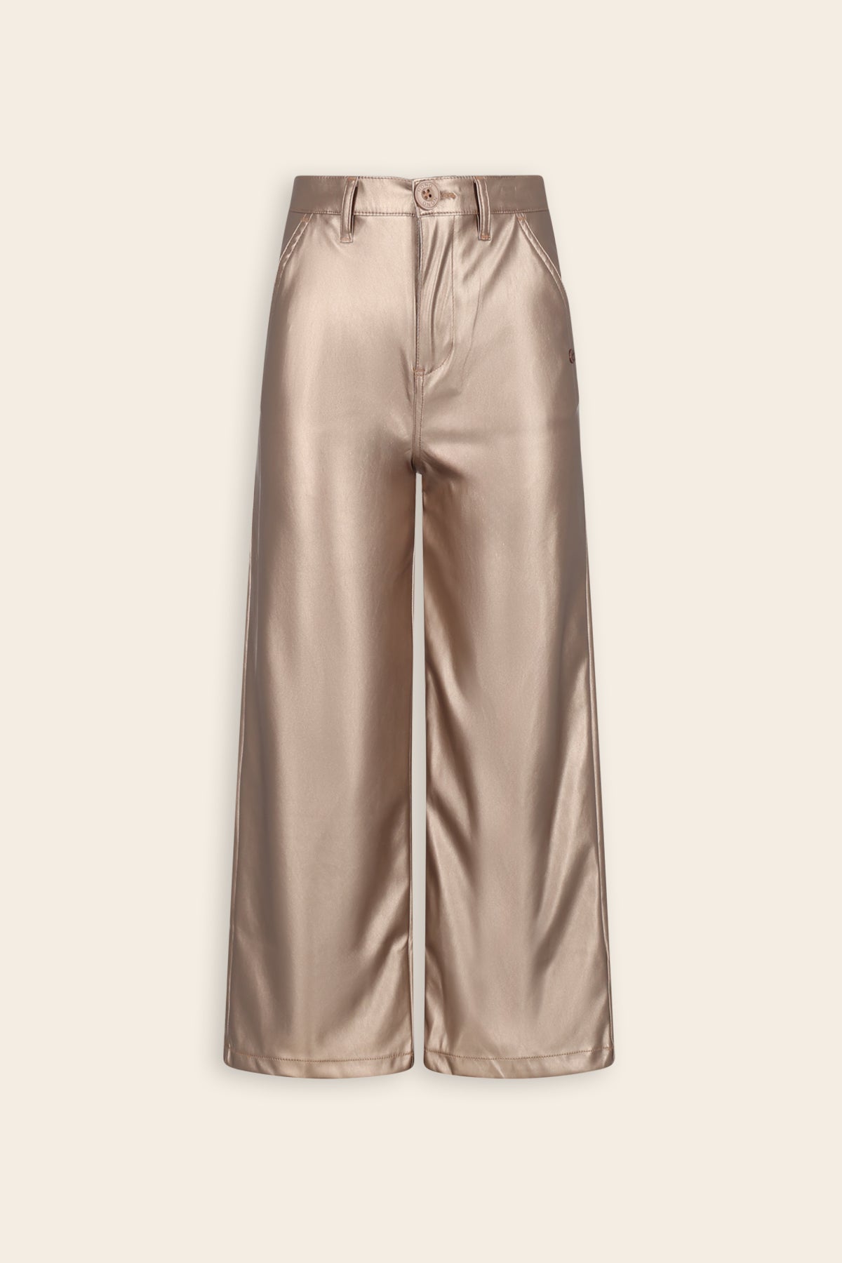Simoa Shiny Broek Wijde Pijp Zand