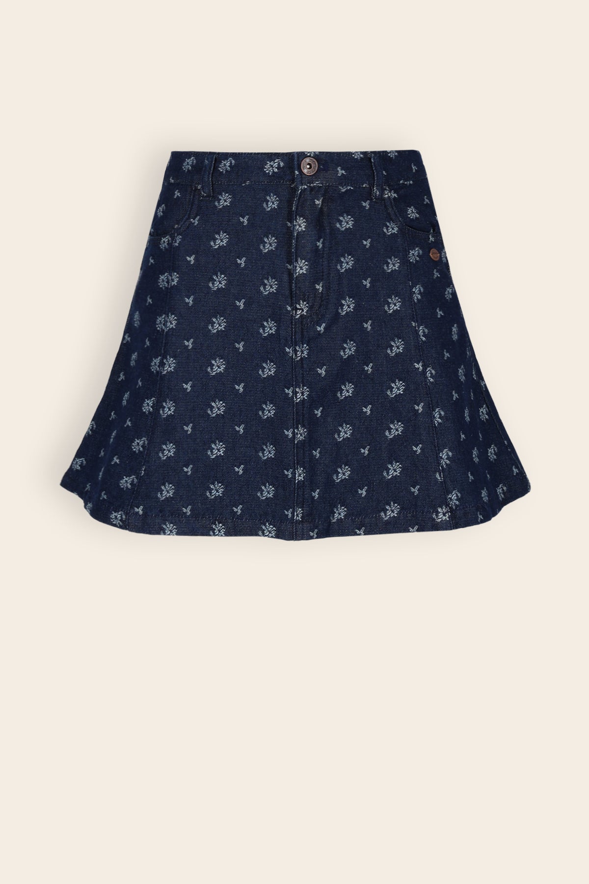 Nadja Denim Jacquard Rok Donkerblauw