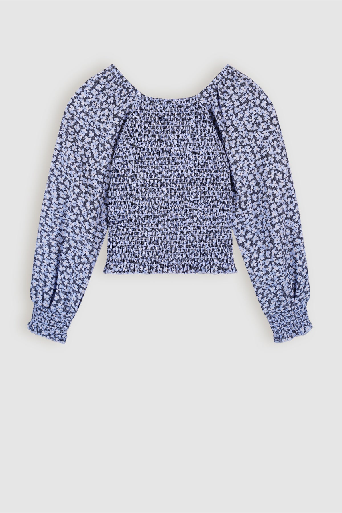 Tessa Smocked Gebloemde Blouse Blauw