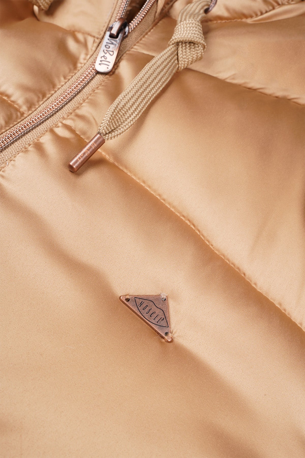 Baggo Long Puffer Jacket with Hood Beige Gold