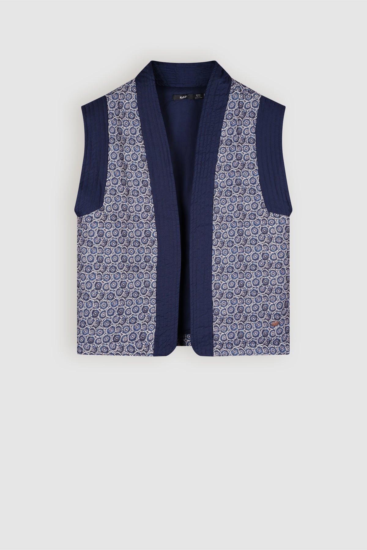 Kilias Indigo Flower Kimono Gilet Blauw