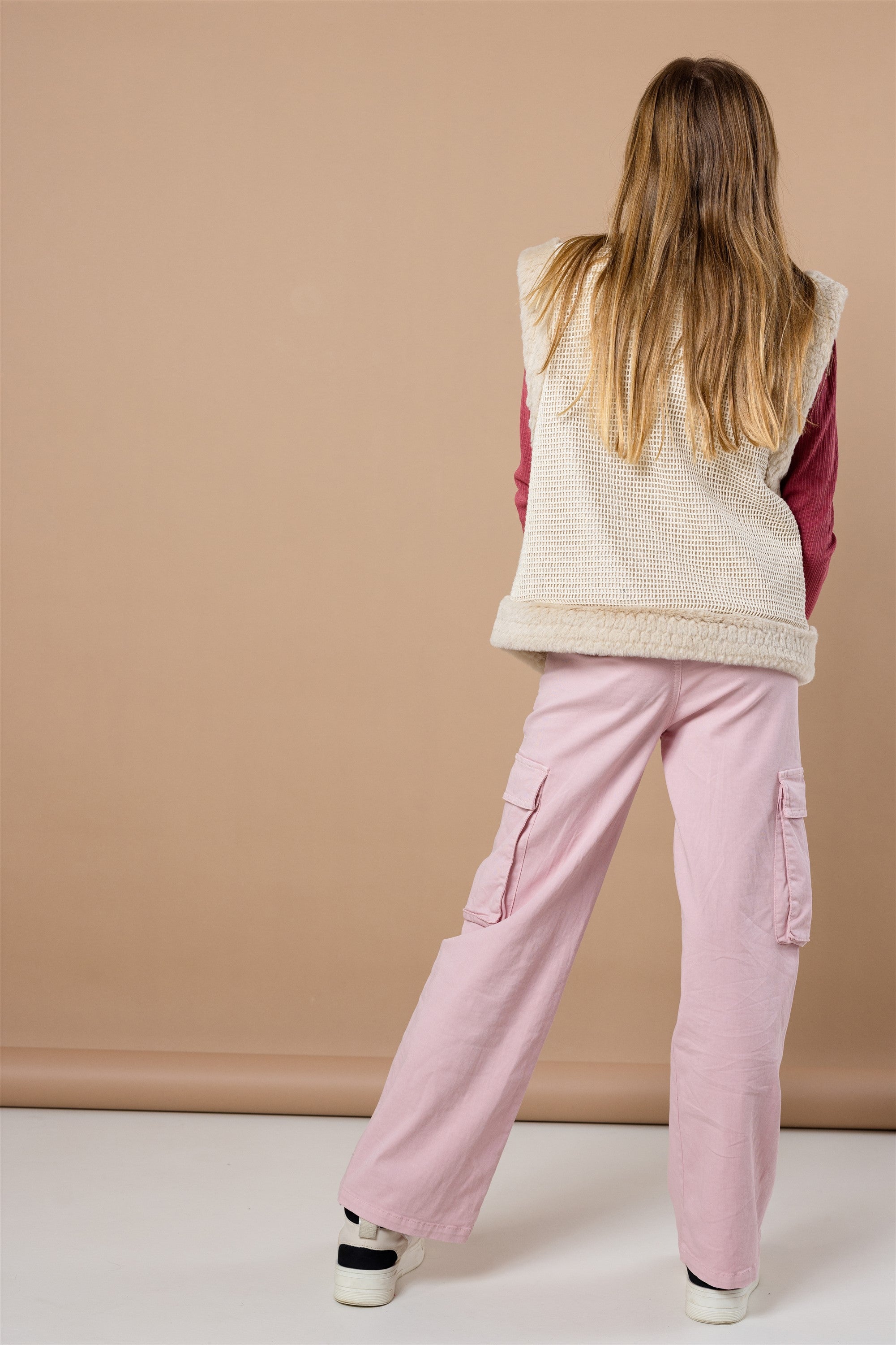 Susy Garment Dyed Twill Cargo Pants Pink