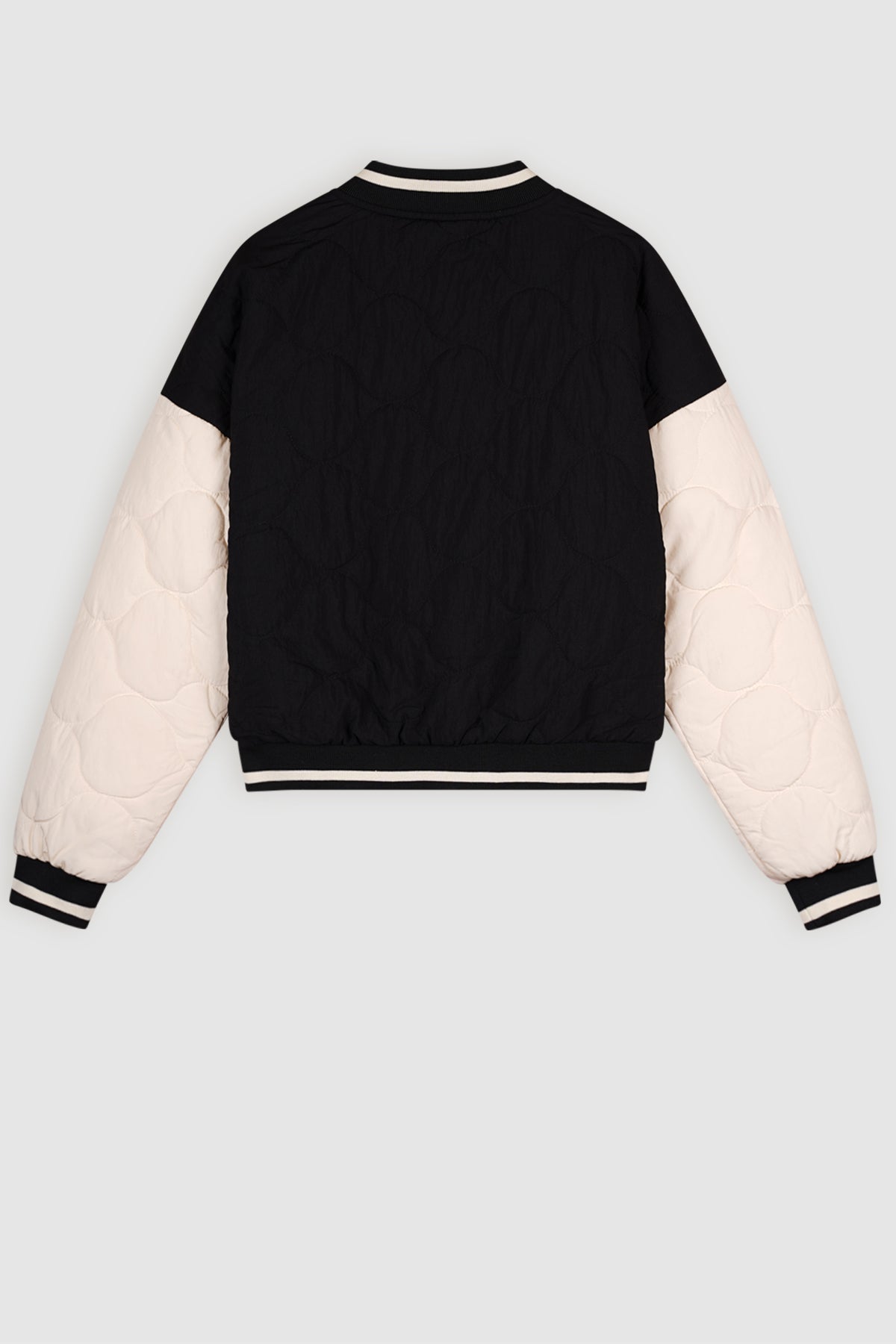 Darsy Stepped Varsity Bomber Jacket Black