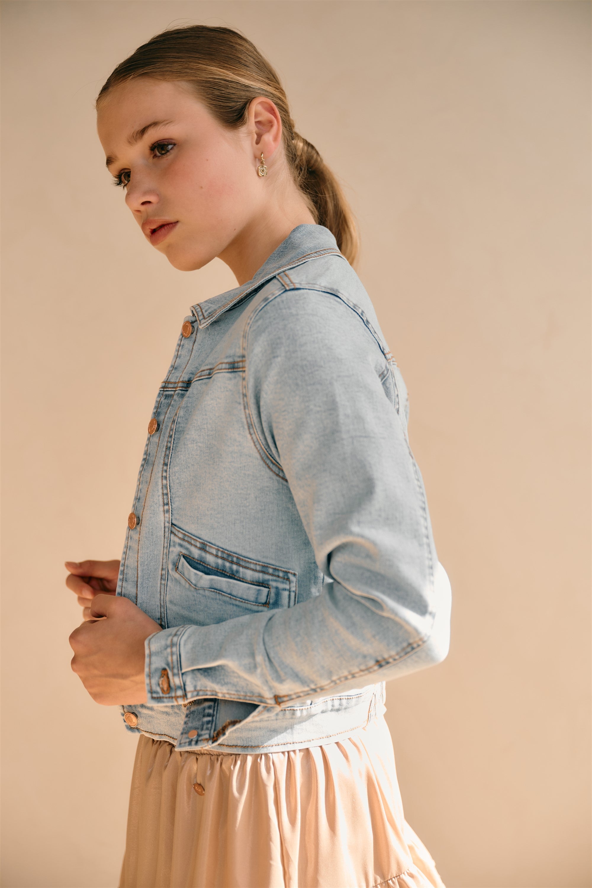 Beaty Denim Jas Licht Blauw