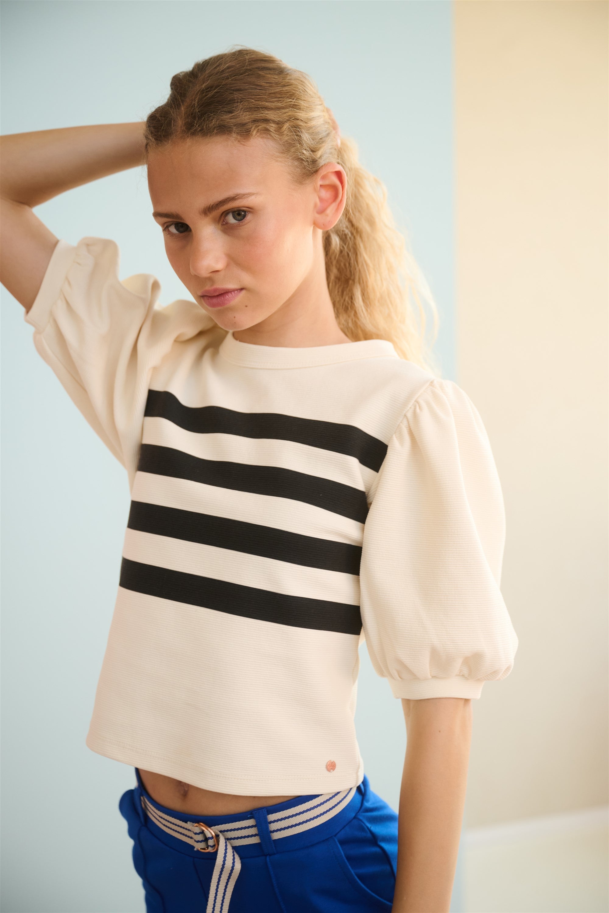 Kylia Rib Jersey Top Ivoor