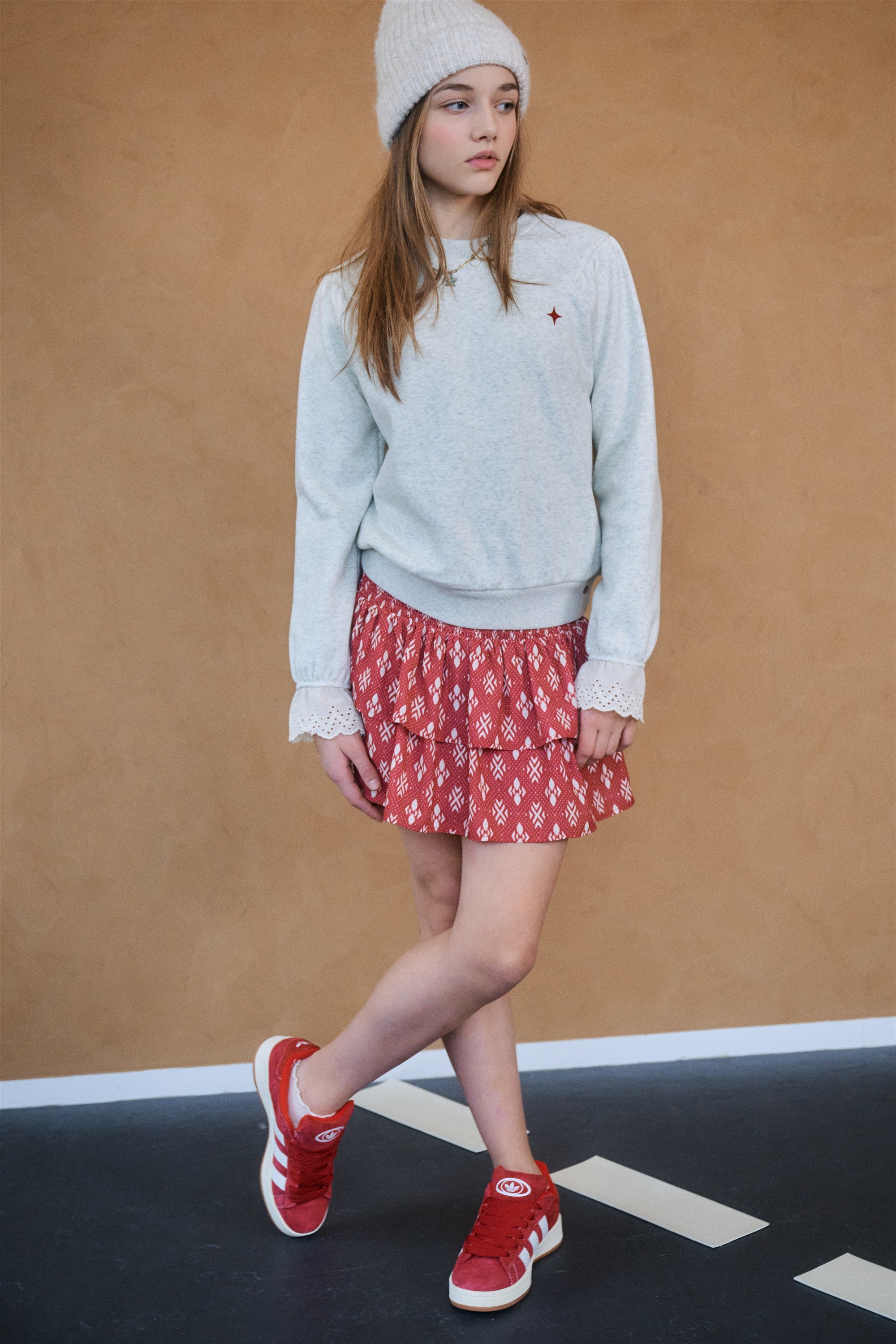 Nika Gesmokte Rok Donker Rood