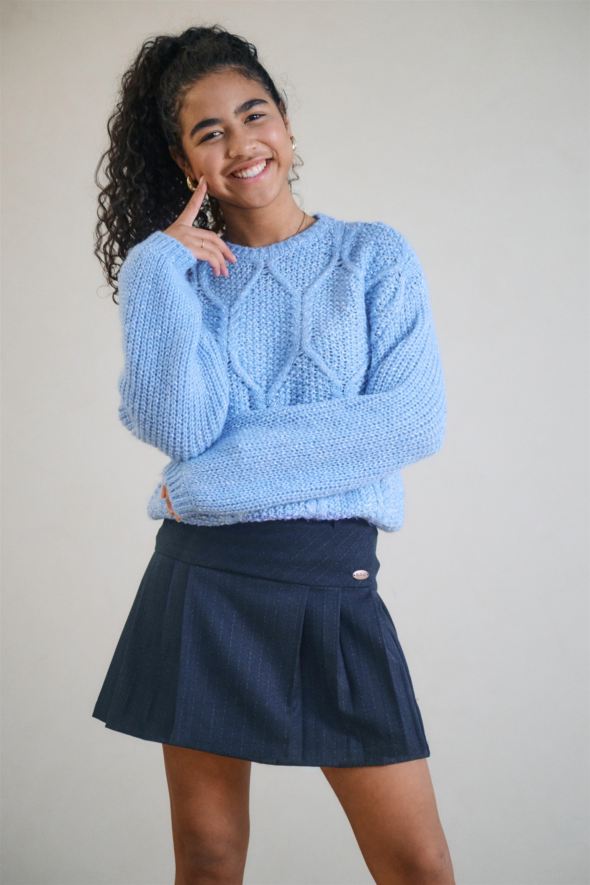 Nimmy Krijtstreep Rok Donkerblauw