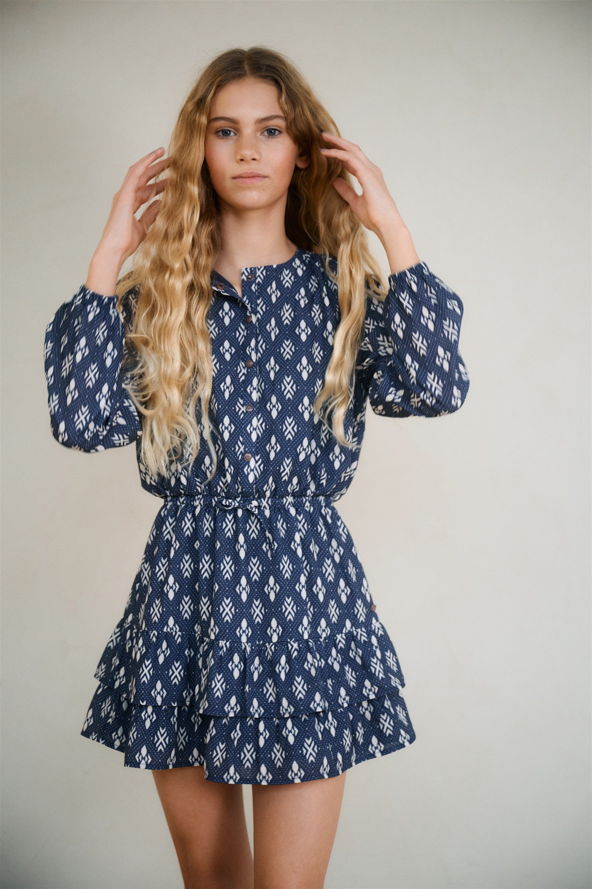 Mayal Geprinte Jurk Donkerblauw