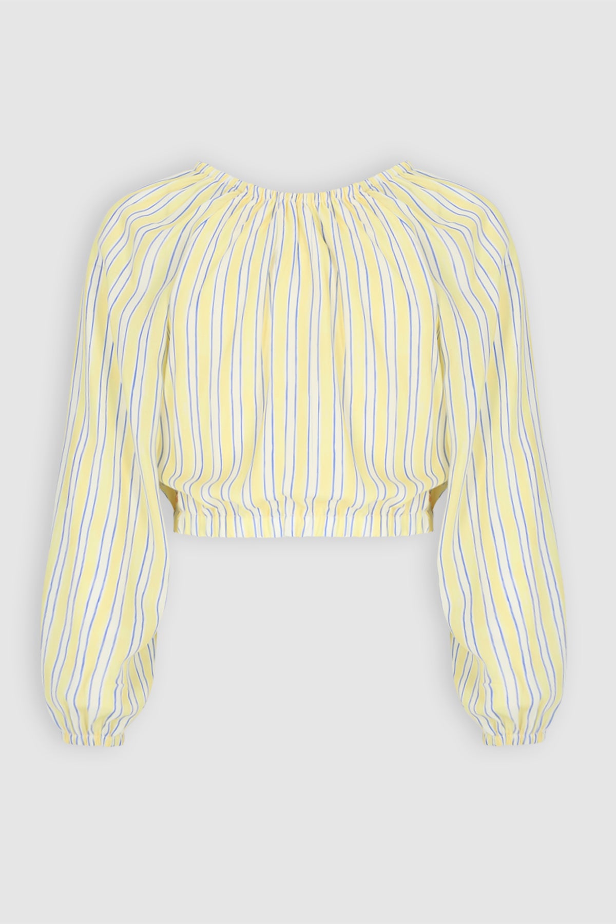 Timra Crop Gestreepte Blouse Geel