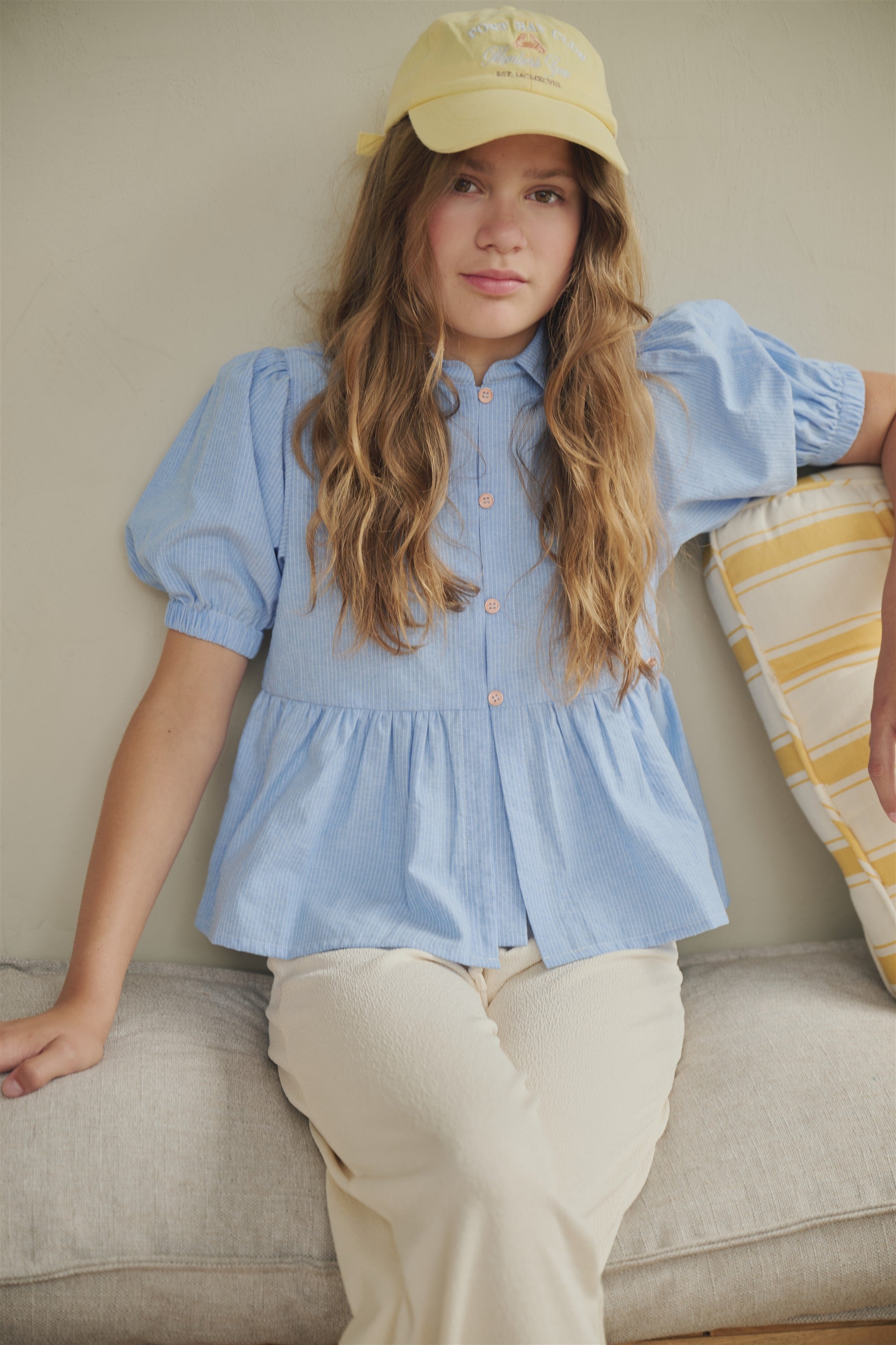 Tiggs Gestreepte Blouse Pofmouw Blauw