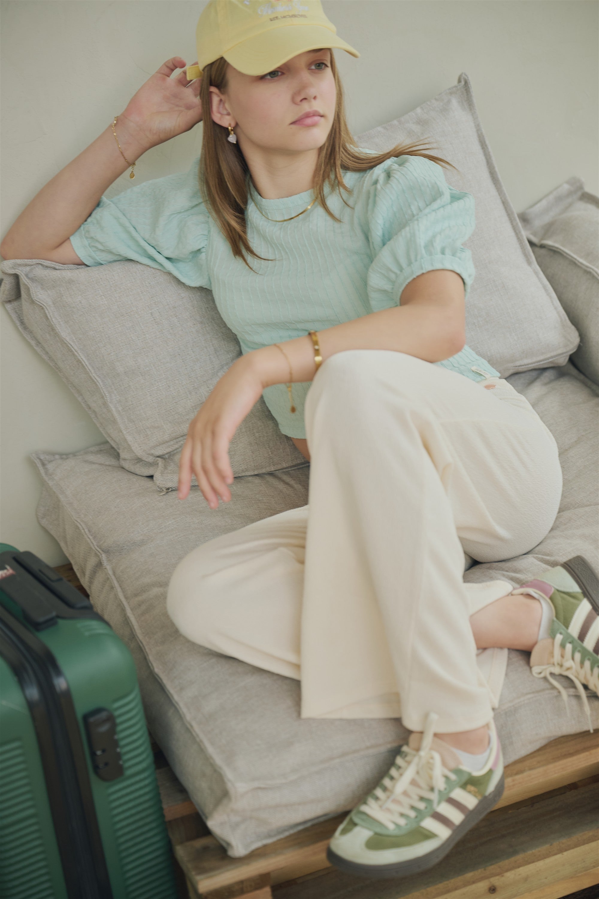 Kylias Top met Pofmouwen Groen