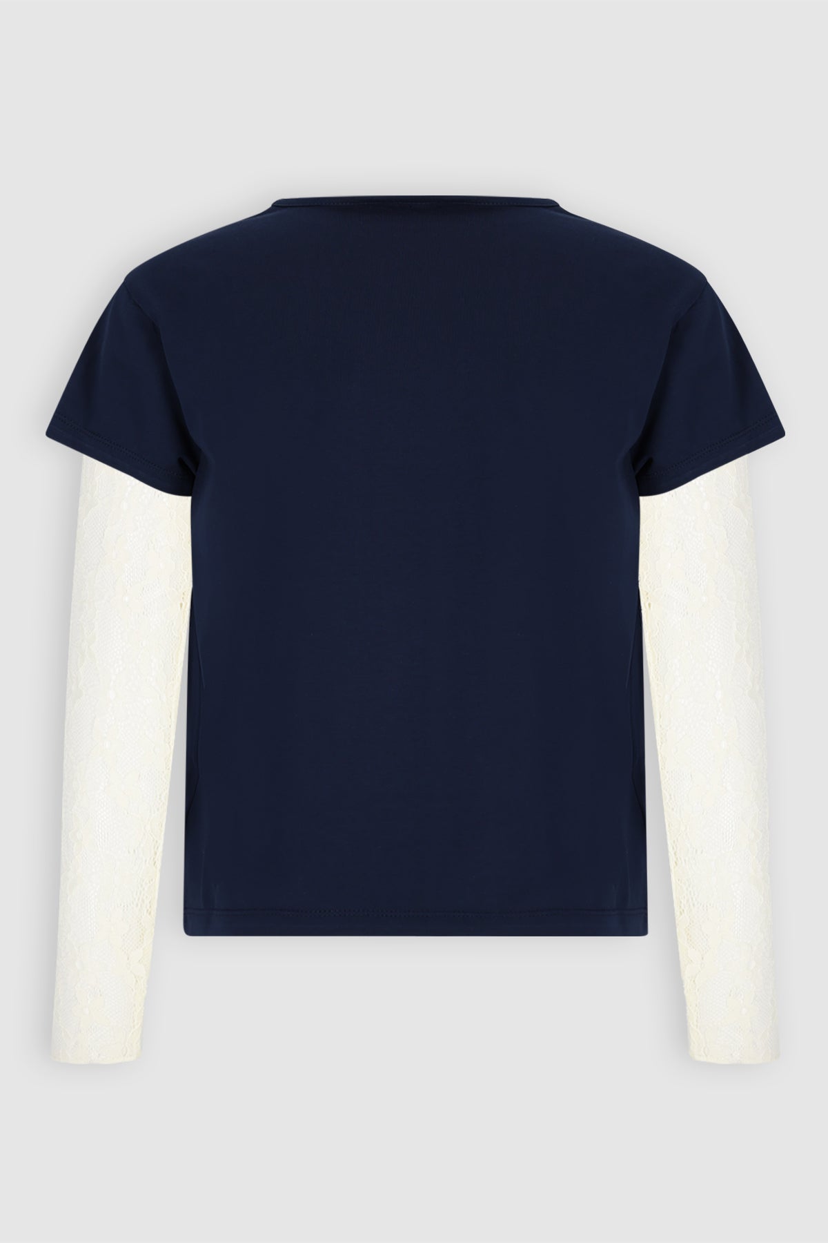 Kase Tshirt met kanten mouwen Donkerblauw