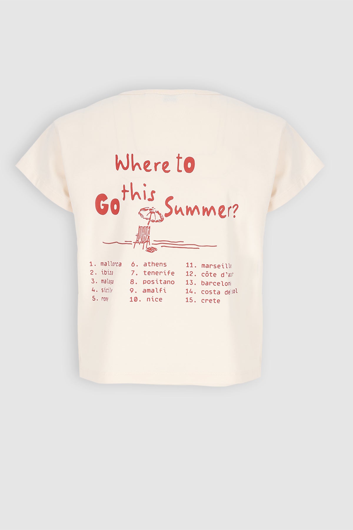 Kase Crop Tshirt met rugprint Ivoor