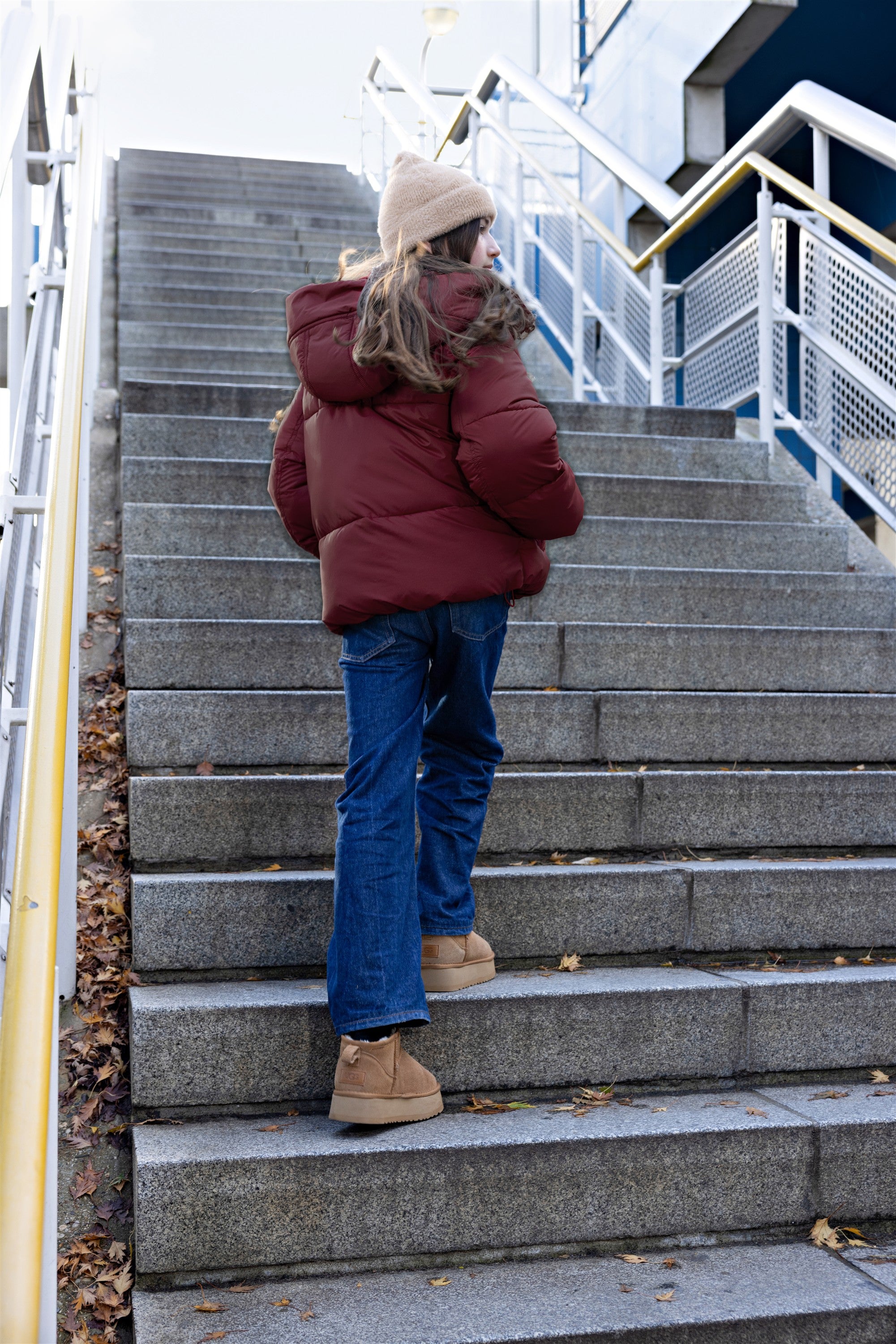 Badeau Wijde Winterjas met Capuchon Bordeaux