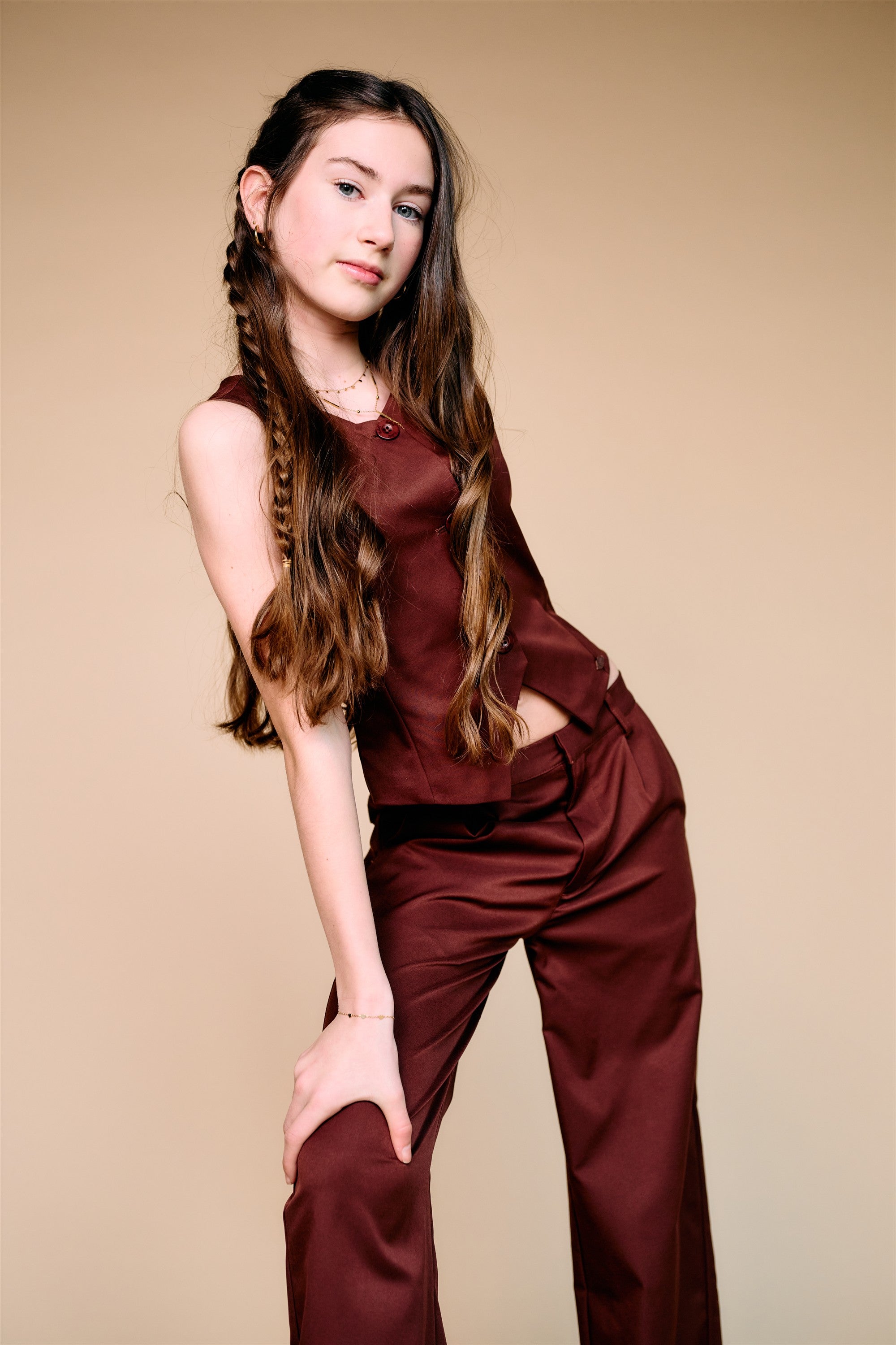 Tops Twill Vest Dark Brown
