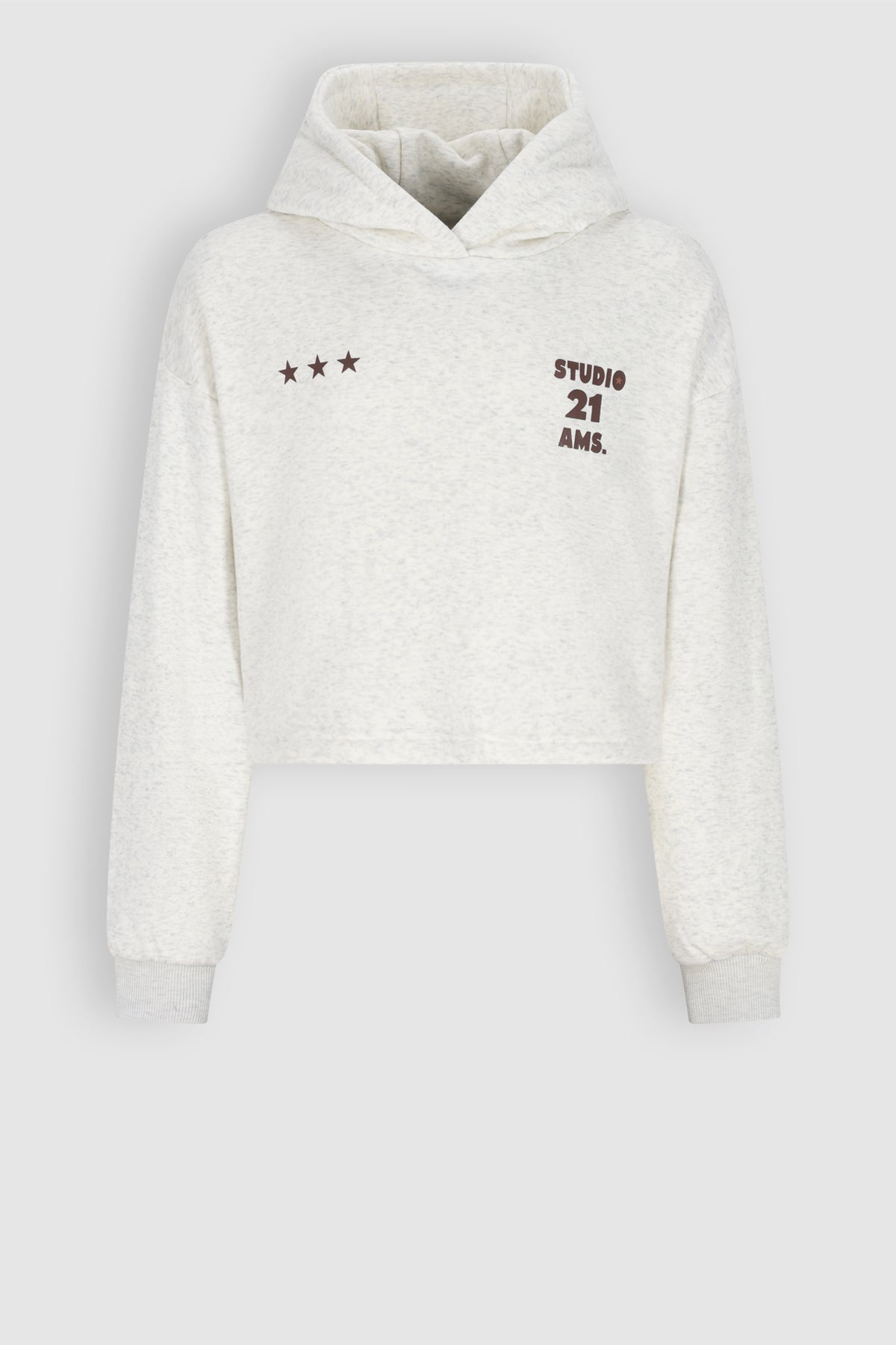 Kumy Super Soft Cropped Hoodie White Melange