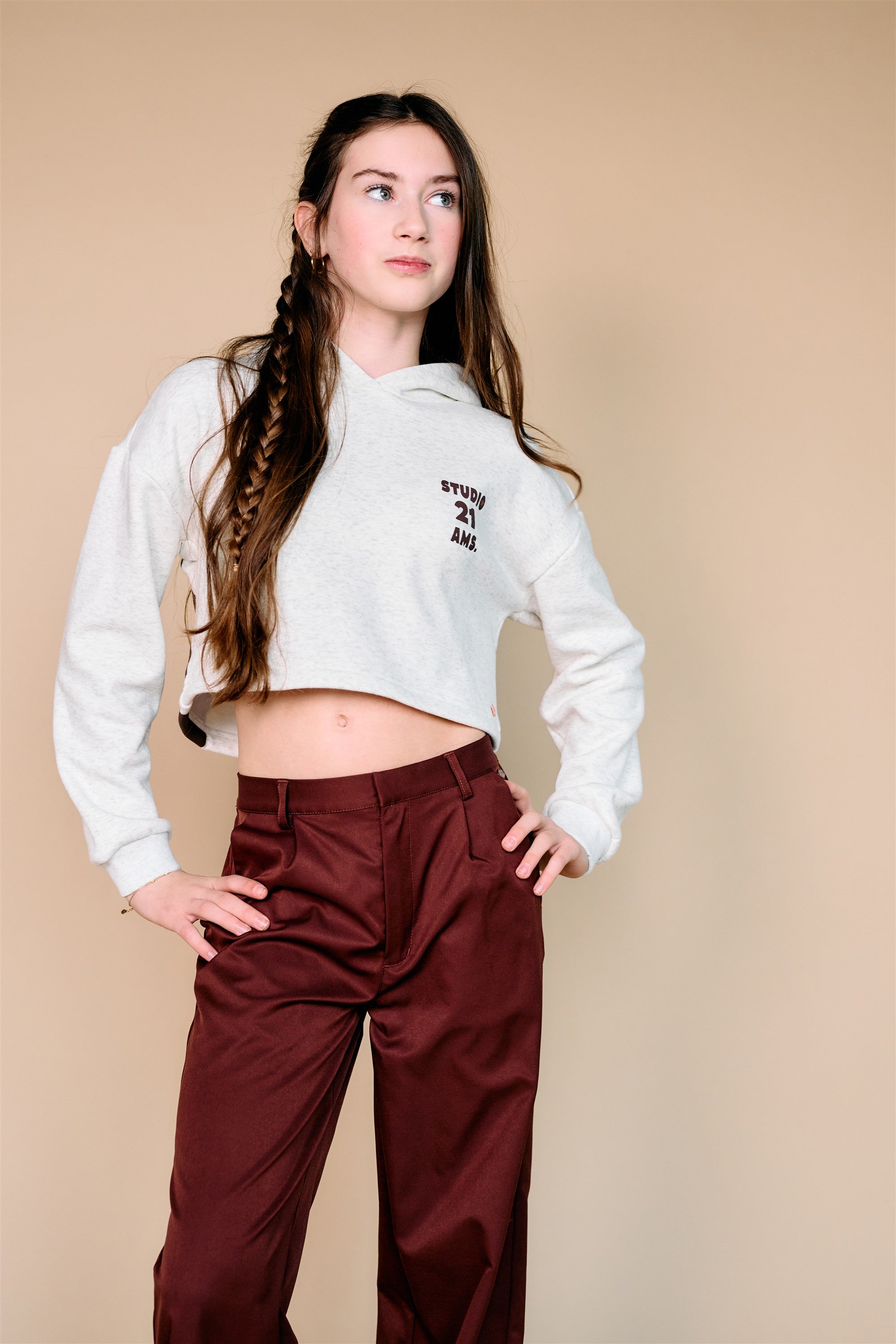 Kumy Super Soft Cropped Hoodie White Melange