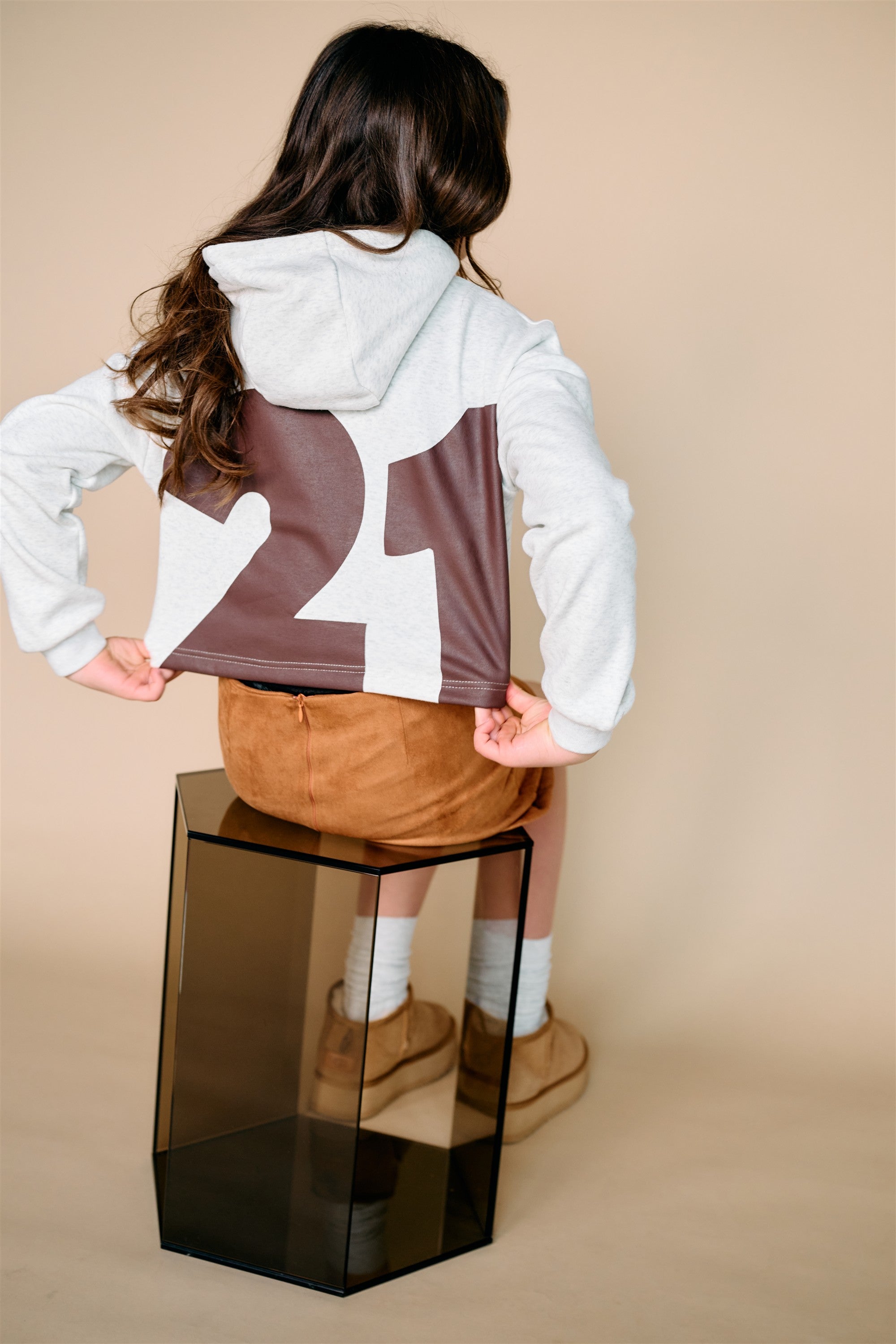 Kumy Super Soft Cropped Hoodie White Melange