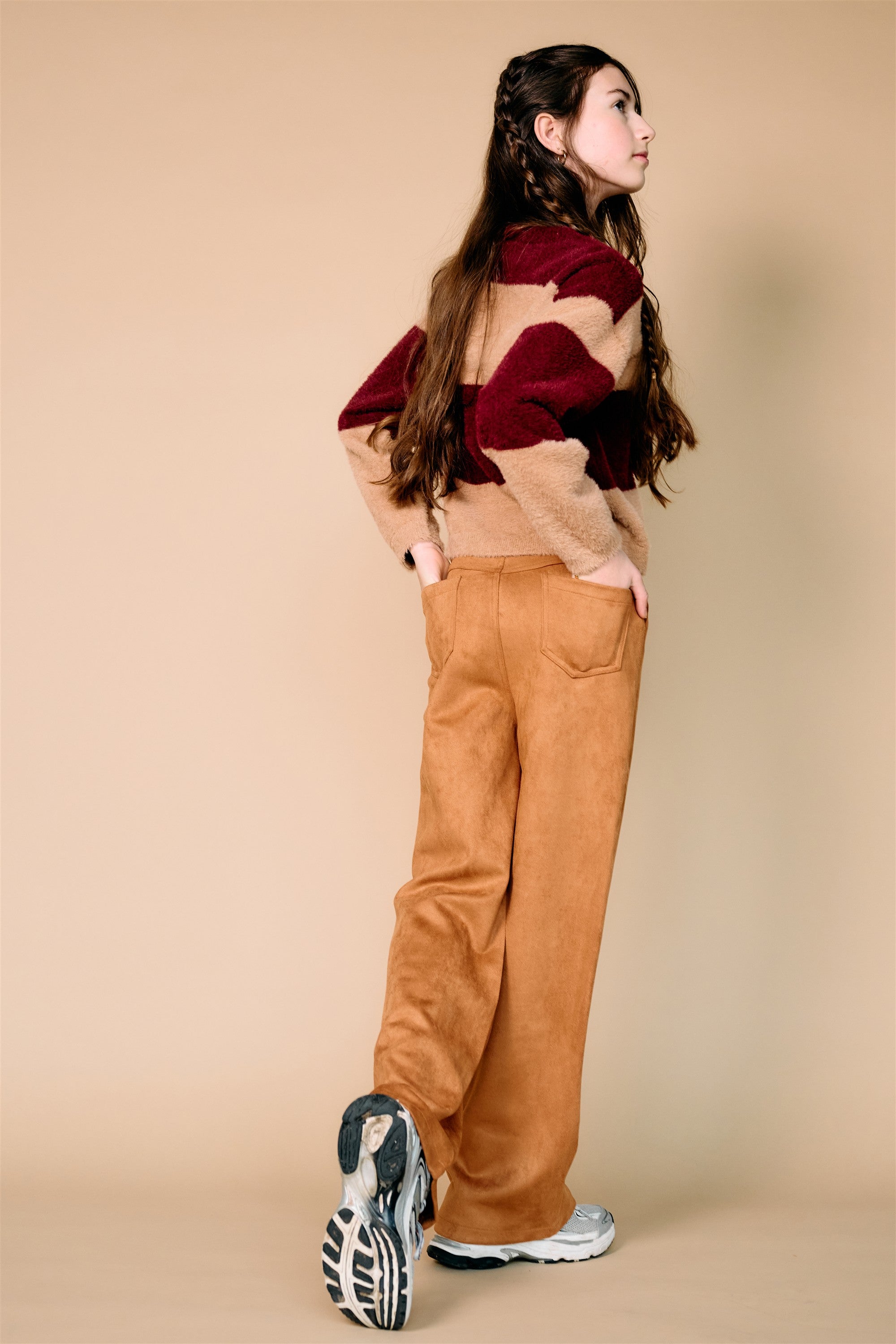 Kate Colorblock Knitted Sweater Burgundy