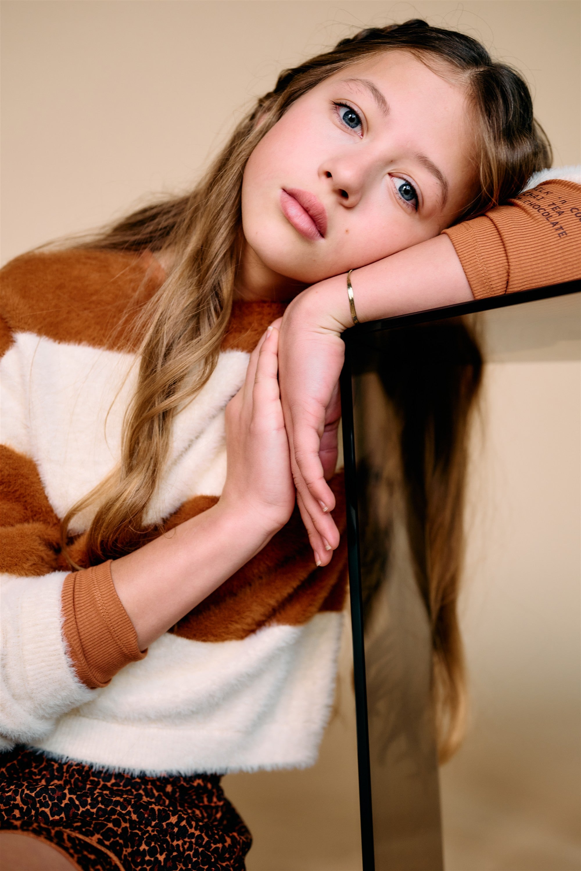 Kate Colorblock Knitted Sweater Brown