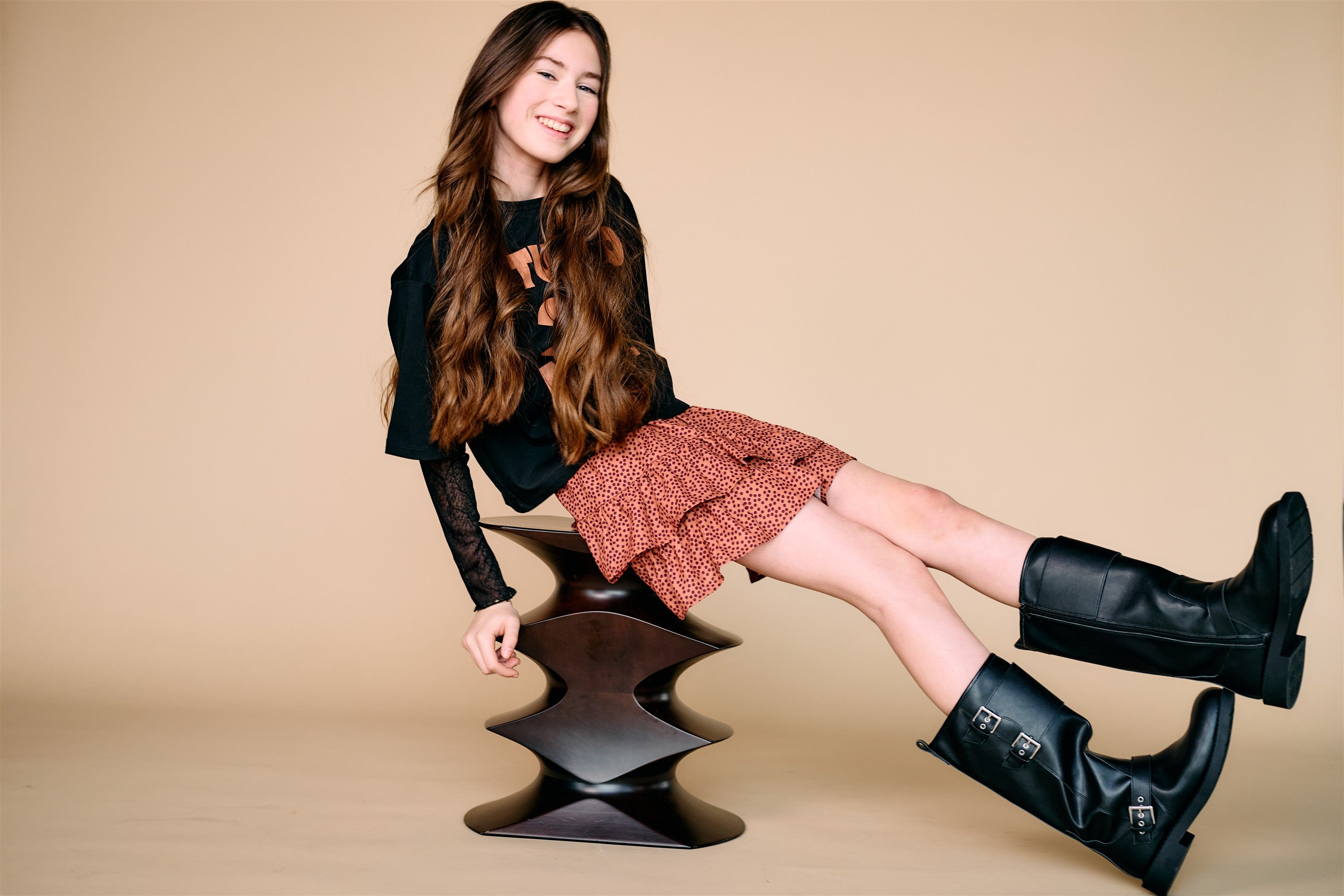Kid Oversized Jersey Top Zwart