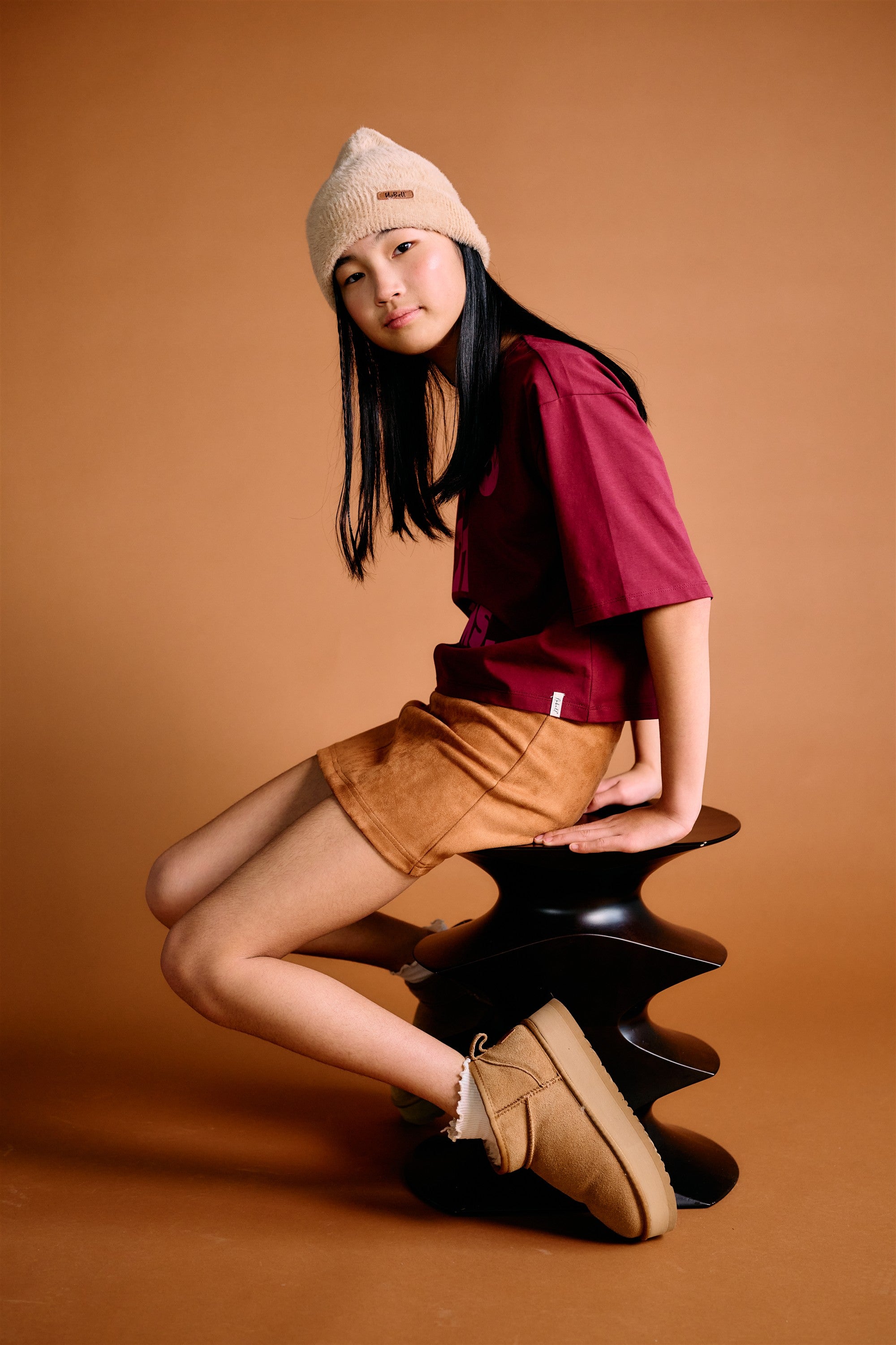 Kid Oversized Jersey Top Burgundy