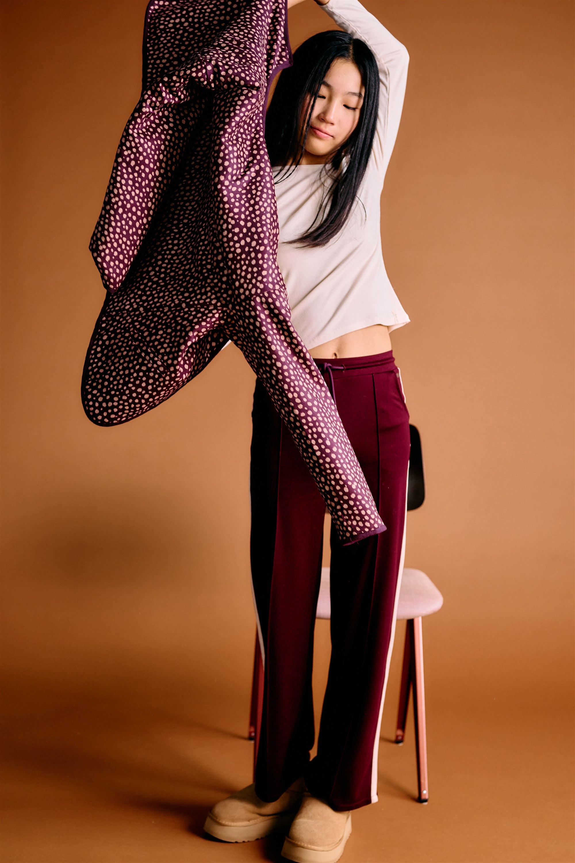 Sylvie Travellers Interlock Wide Leg Trousers Bordeaux