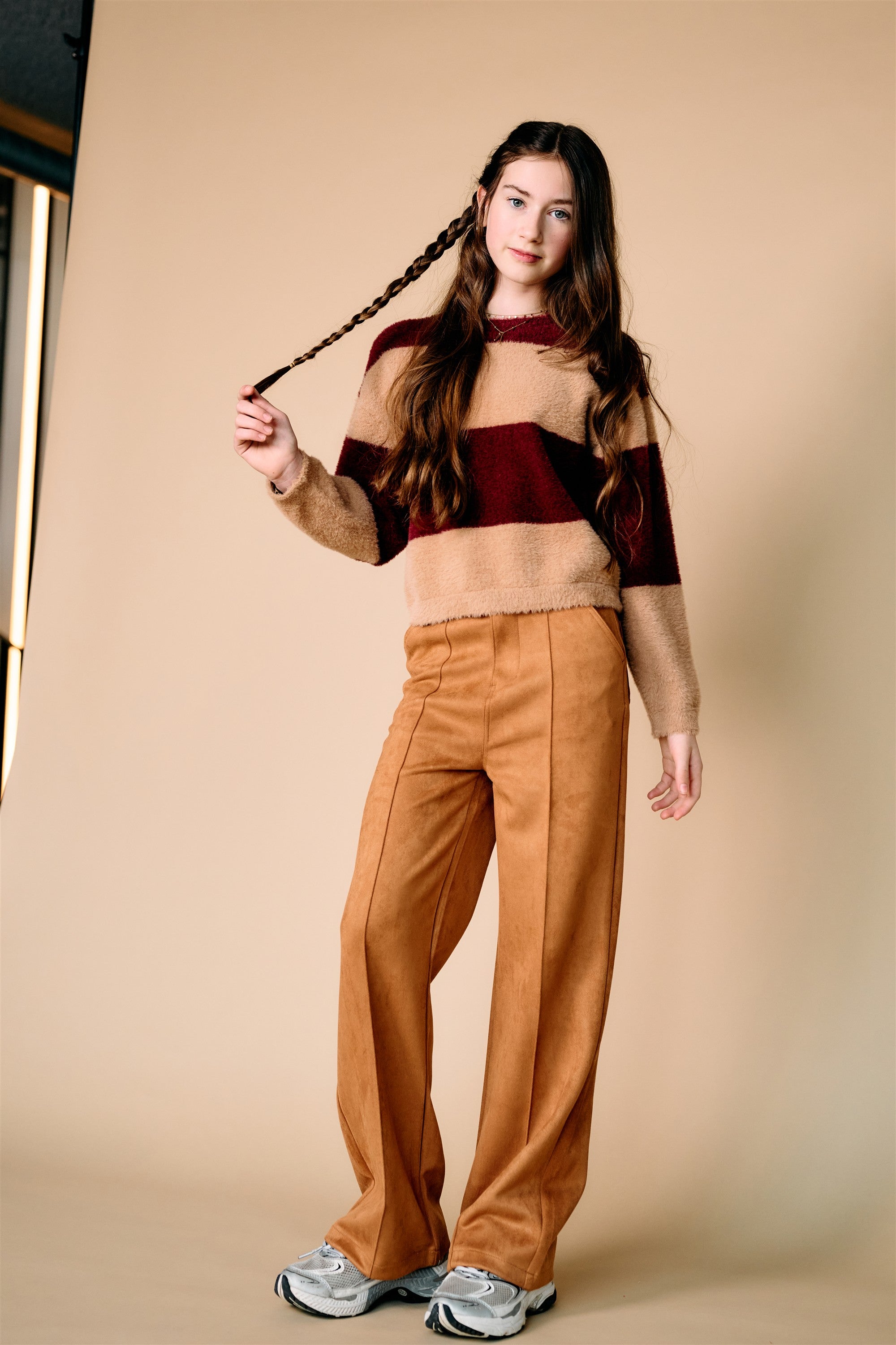 Sage Suedine Wijde Broek Bruin