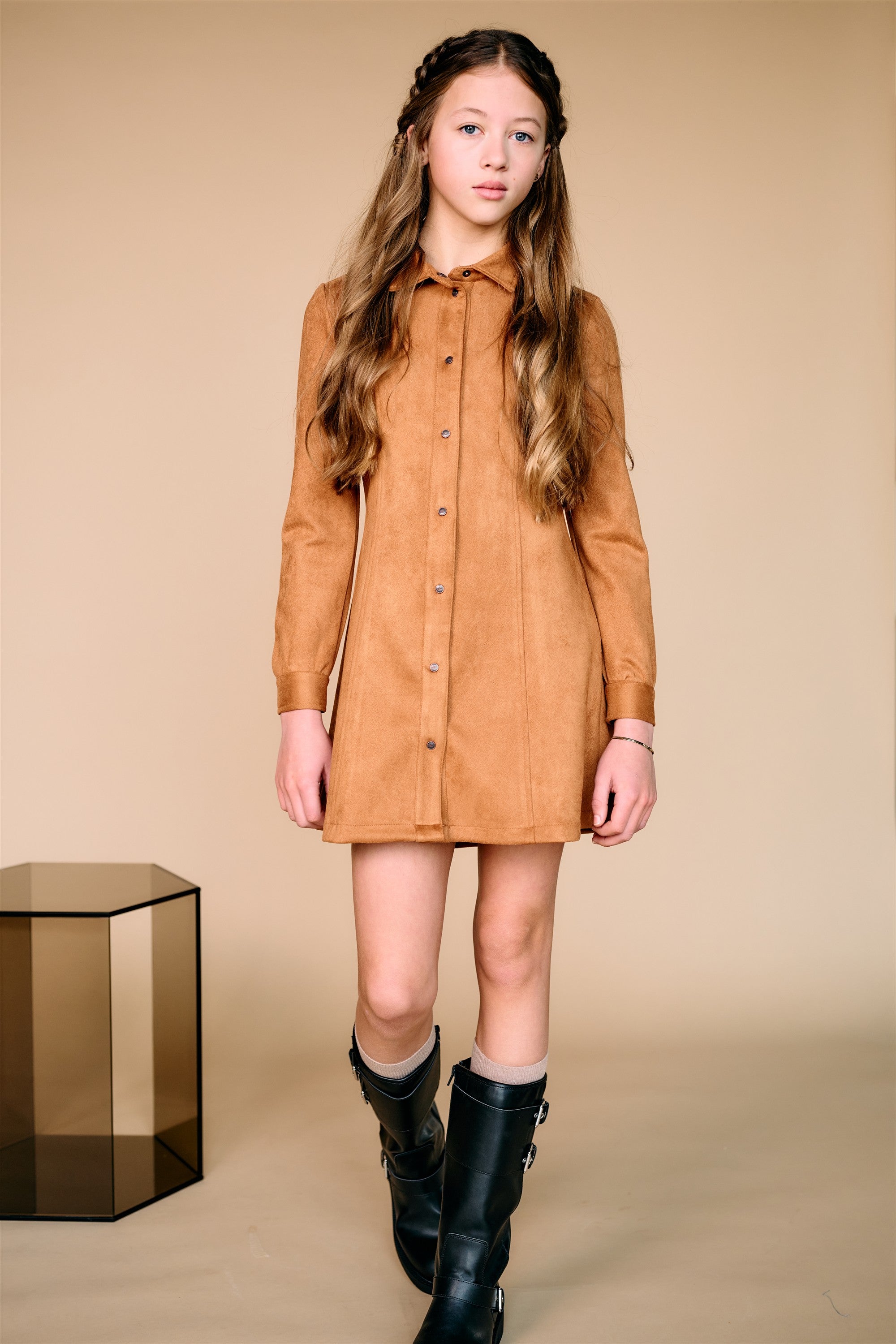 Mikky Suede Skater Dress Brown