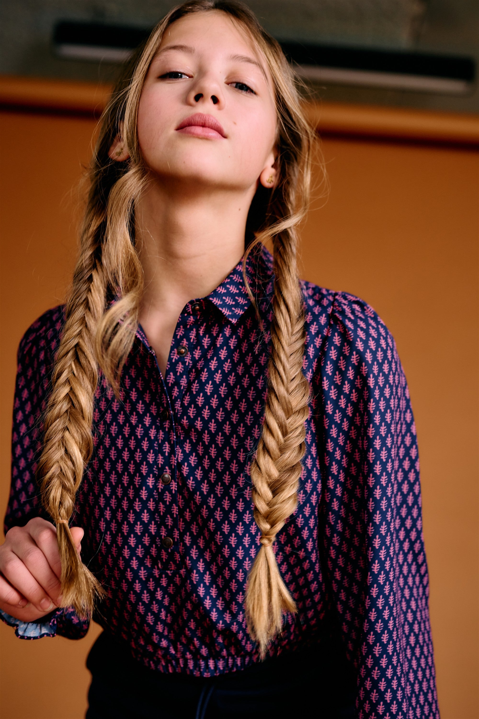 Tilly Geprinte Blouse Donkerblauw